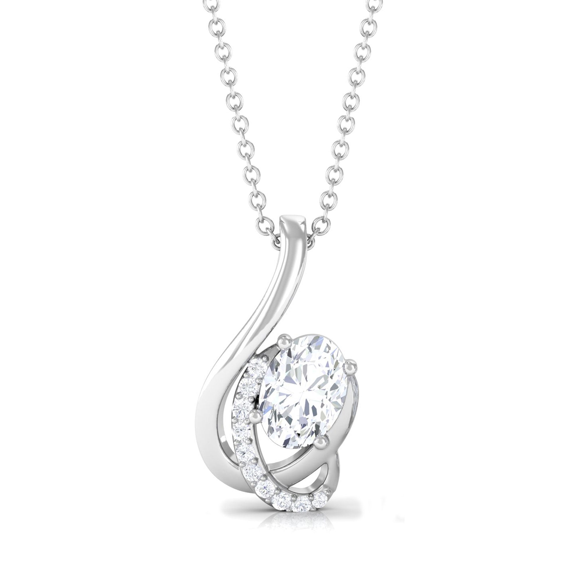 Vibrant Grown Labs-Oval Shape Lab Grown Diamond Pendant Necklace