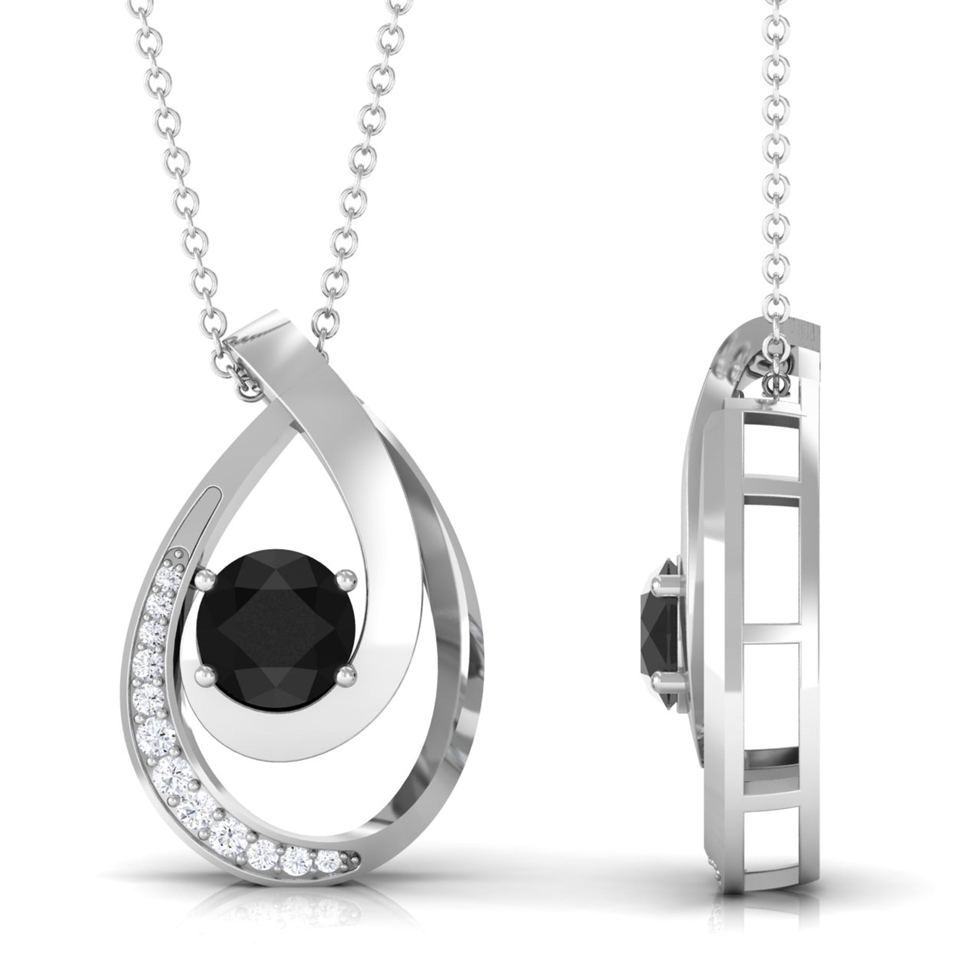 Vibrant Grown Labs-Lab Created Black Diamond Pendant Necklace with Accent