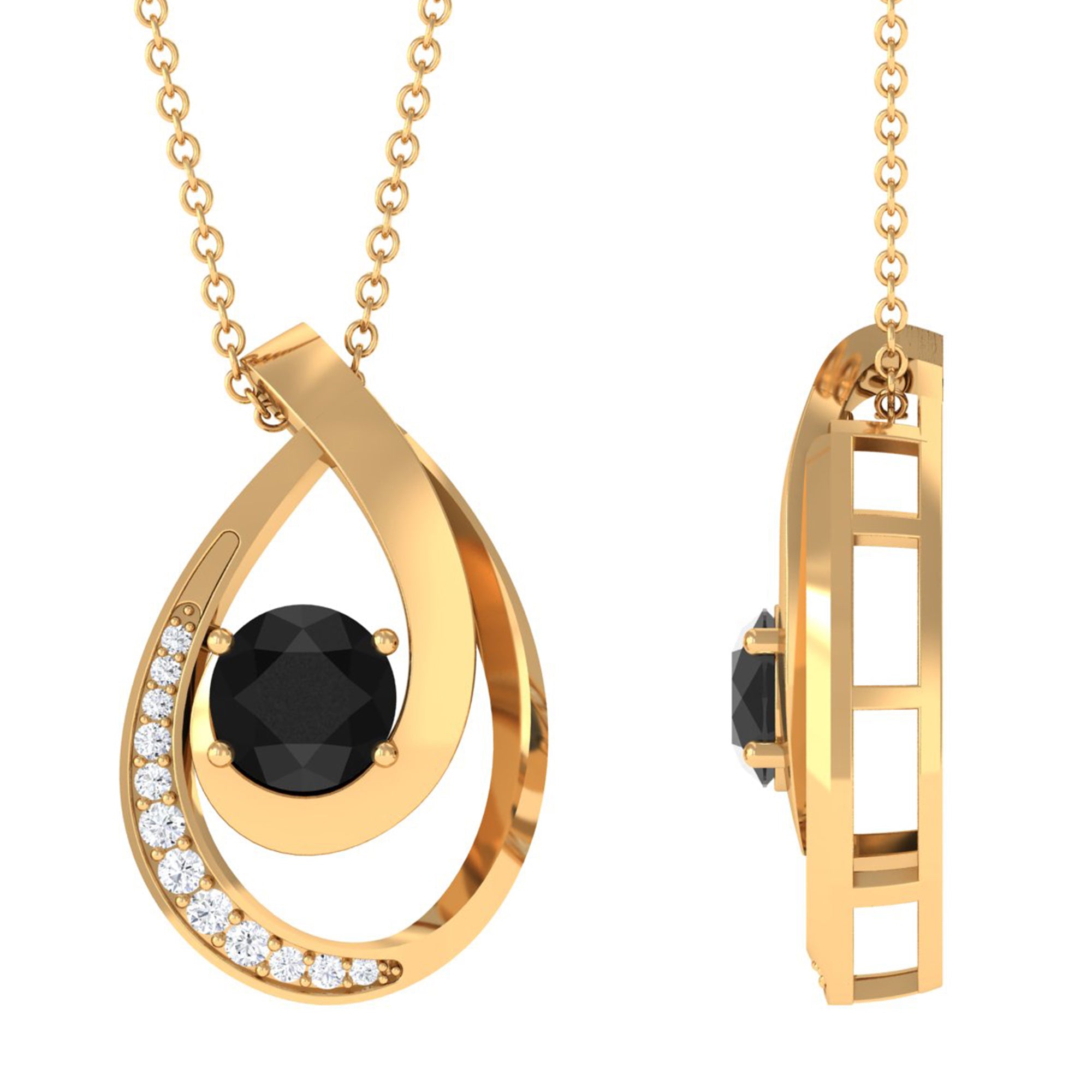 Vibrant Grown Labs-Lab Created Black Diamond Pendant Necklace with Accent