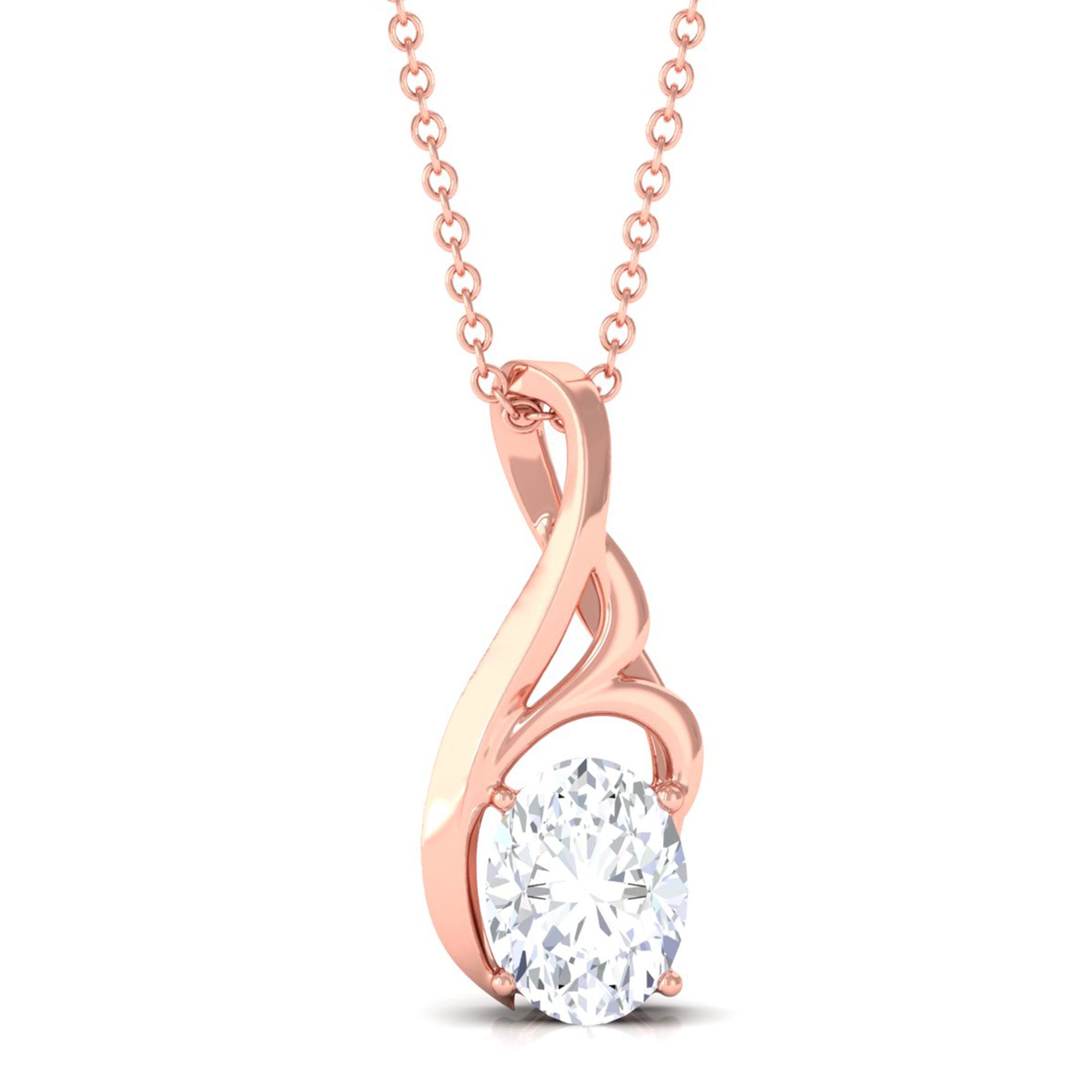 Vibrant Grown Labs-Oval Lab Grown Diamond Solitaire Pendant Necklace