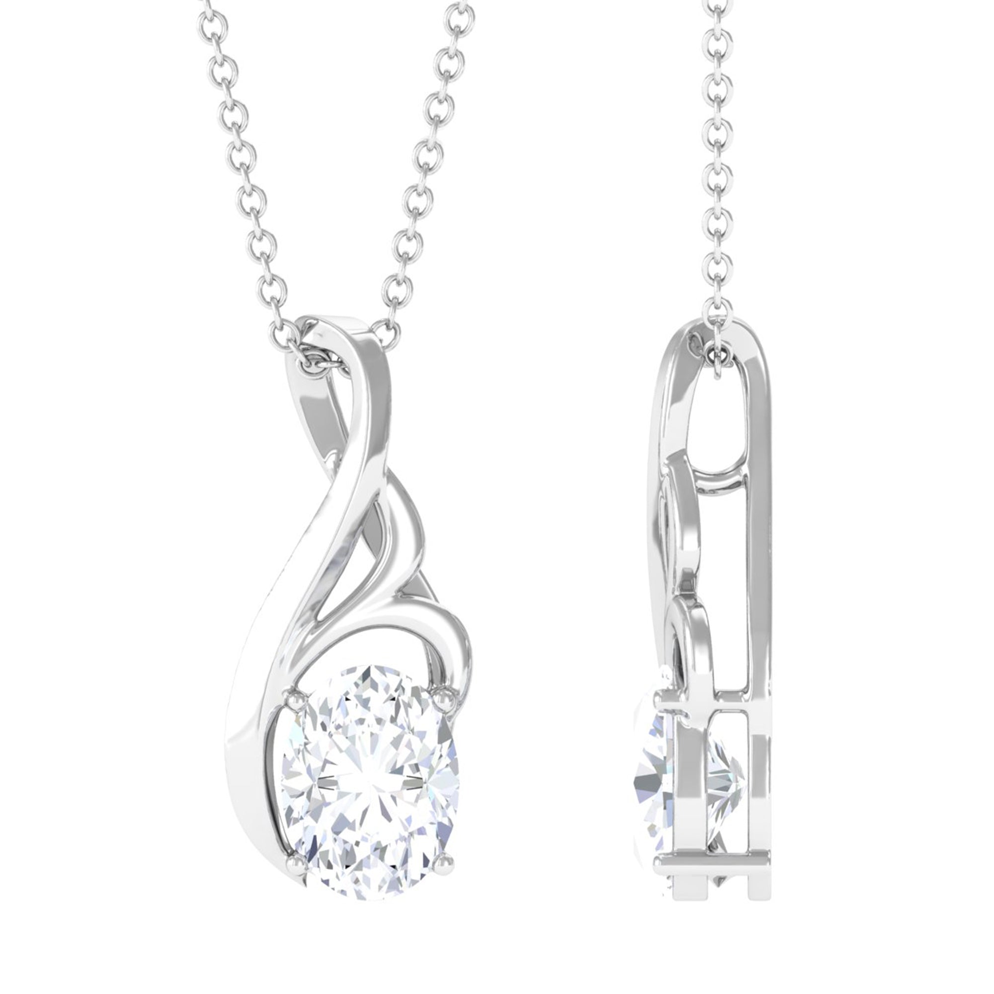 Vibrant Grown Labs-Oval Lab Grown Diamond Solitaire Pendant Necklace