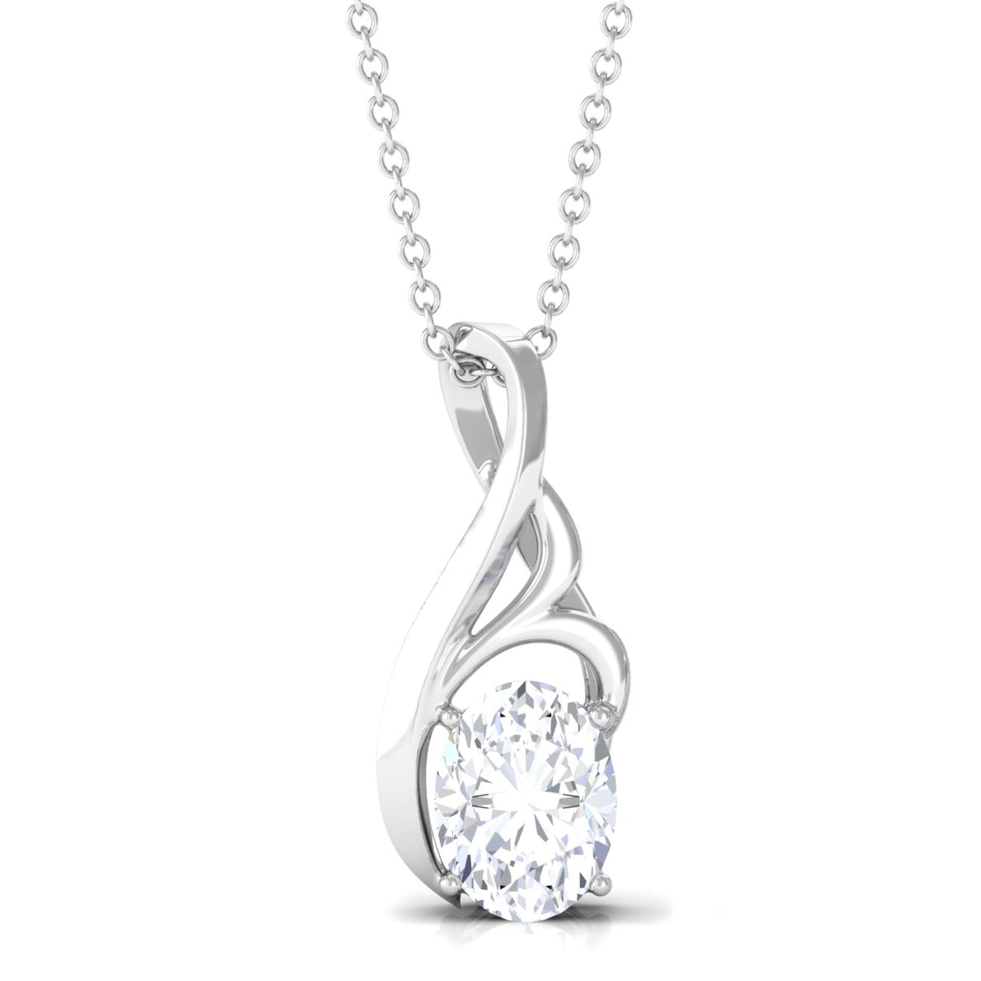 Vibrant Grown Labs-Oval Lab Grown Diamond Solitaire Pendant Necklace