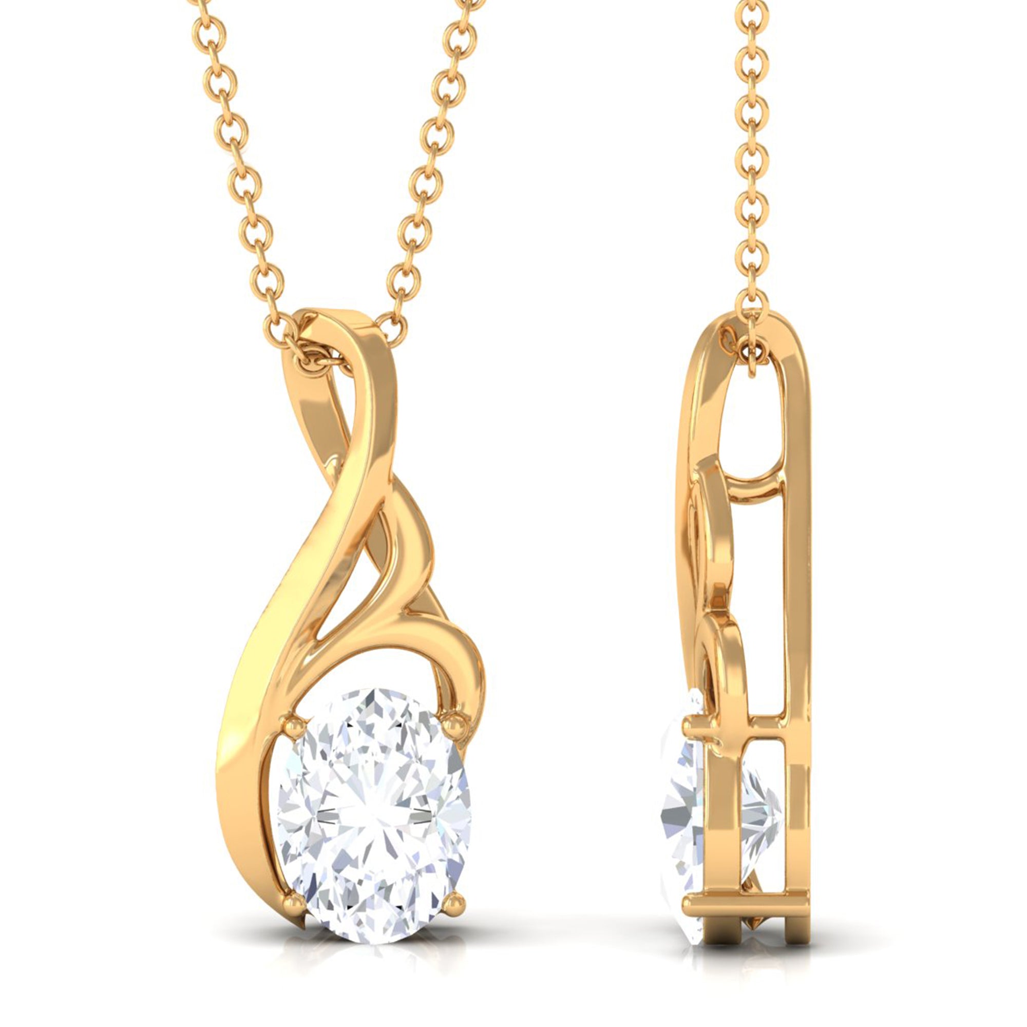 Vibrant Grown Labs-Oval Lab Grown Diamond Solitaire Pendant Necklace