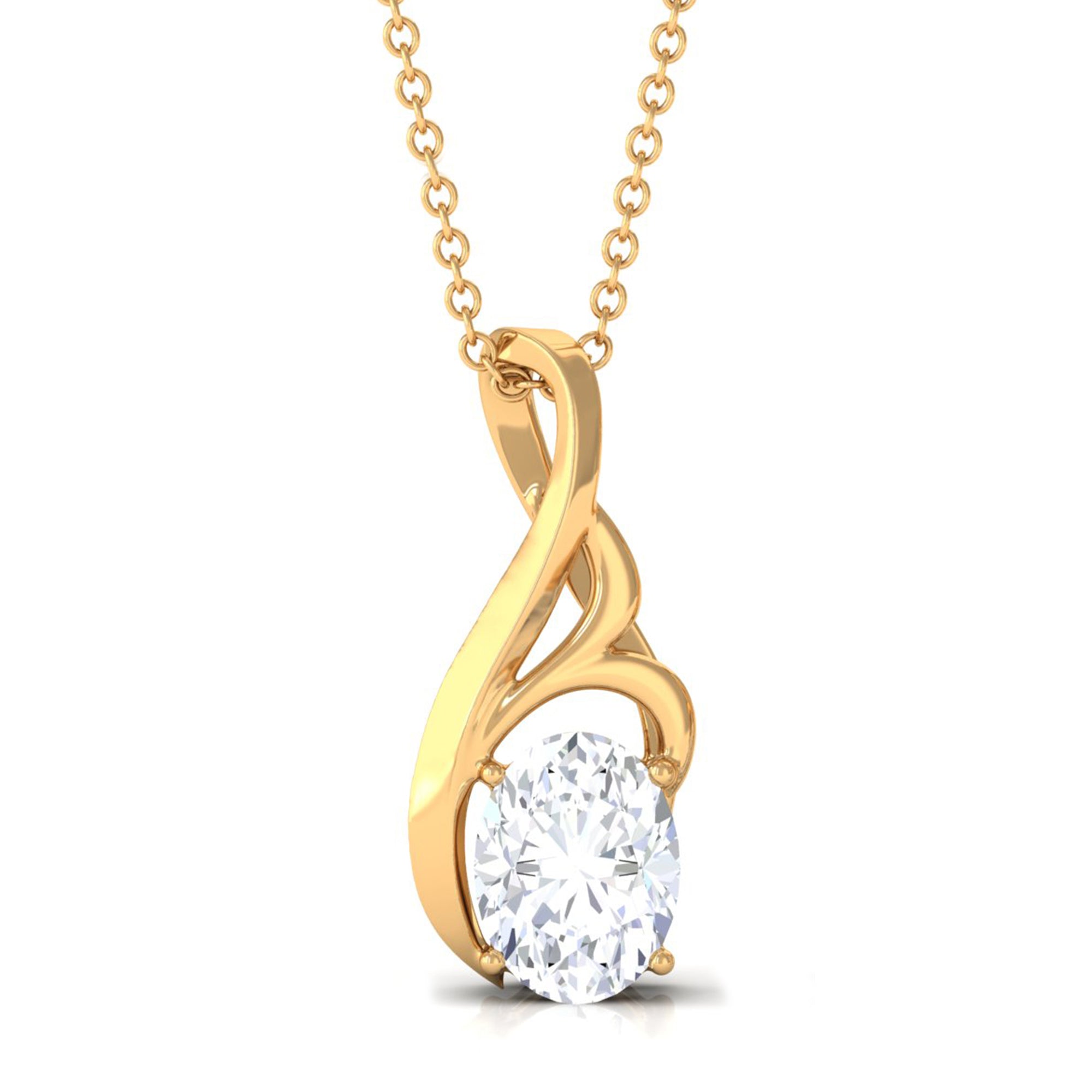 Vibrant Grown Labs-Oval Lab Grown Diamond Solitaire Pendant Necklace