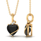 Vibrant Grown Labs-Heart Shape Lab Grown Black Diamond Pendant Necklace