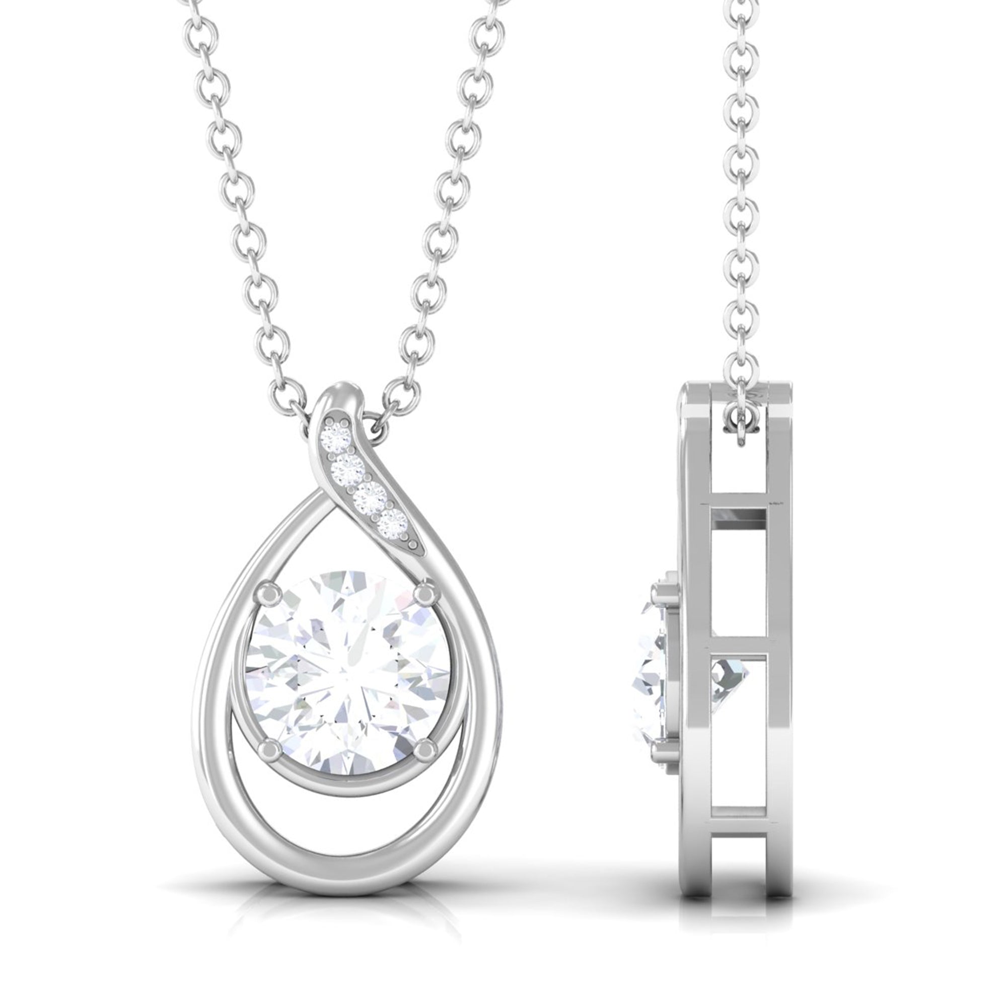 Vibrant Grown Labs-Solitaire Lab Grown Diamond Teardrop Pendant Necklace