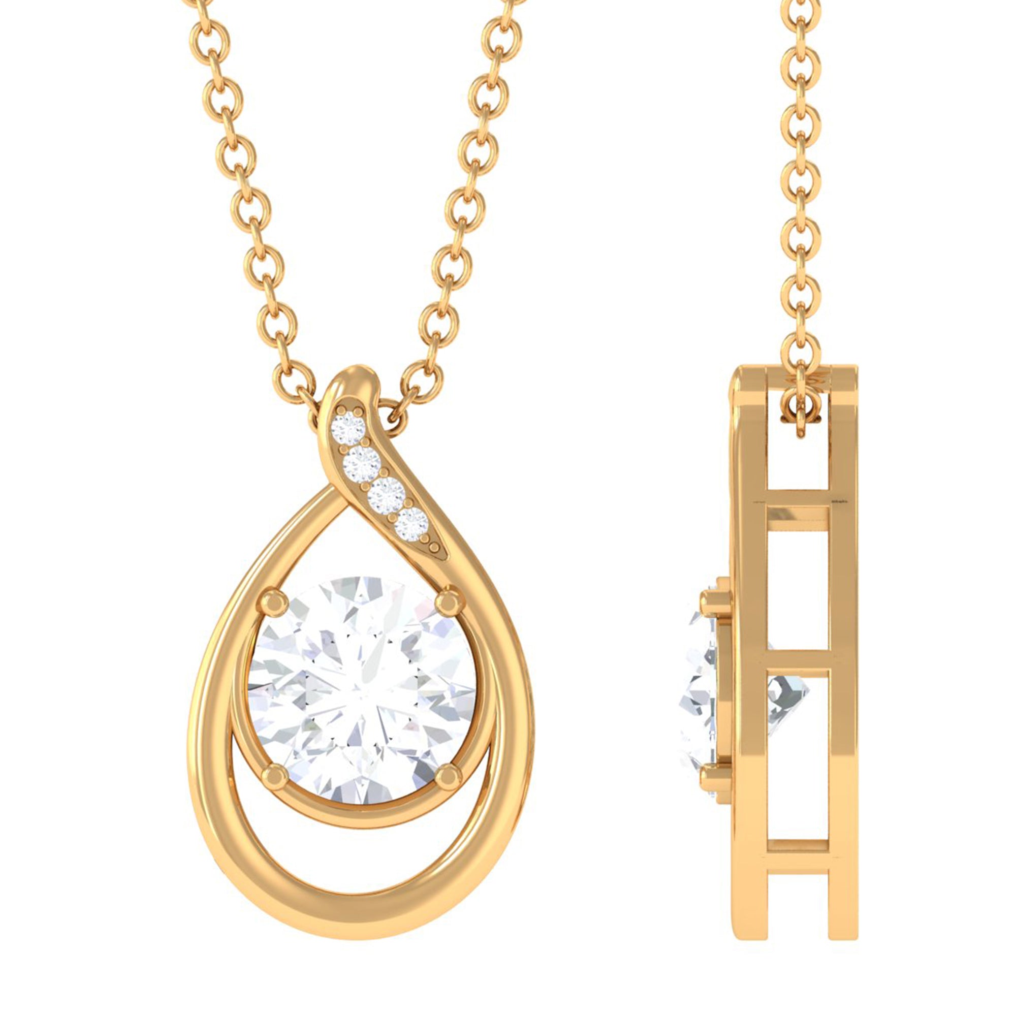 Vibrant Grown Labs-Solitaire Lab Grown Diamond Teardrop Pendant Necklace