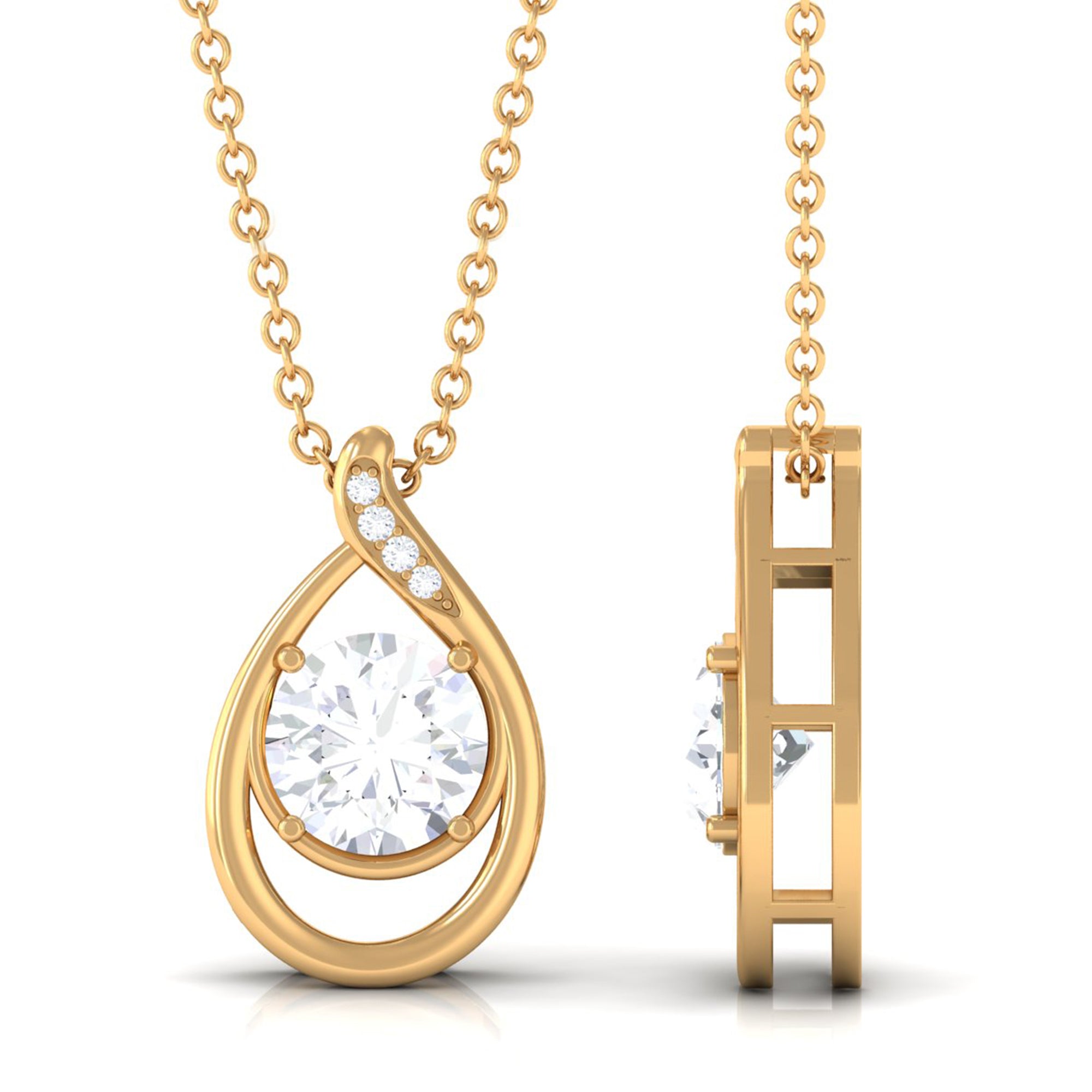 Vibrant Grown Labs-Solitaire Lab Grown Diamond Teardrop Pendant Necklace