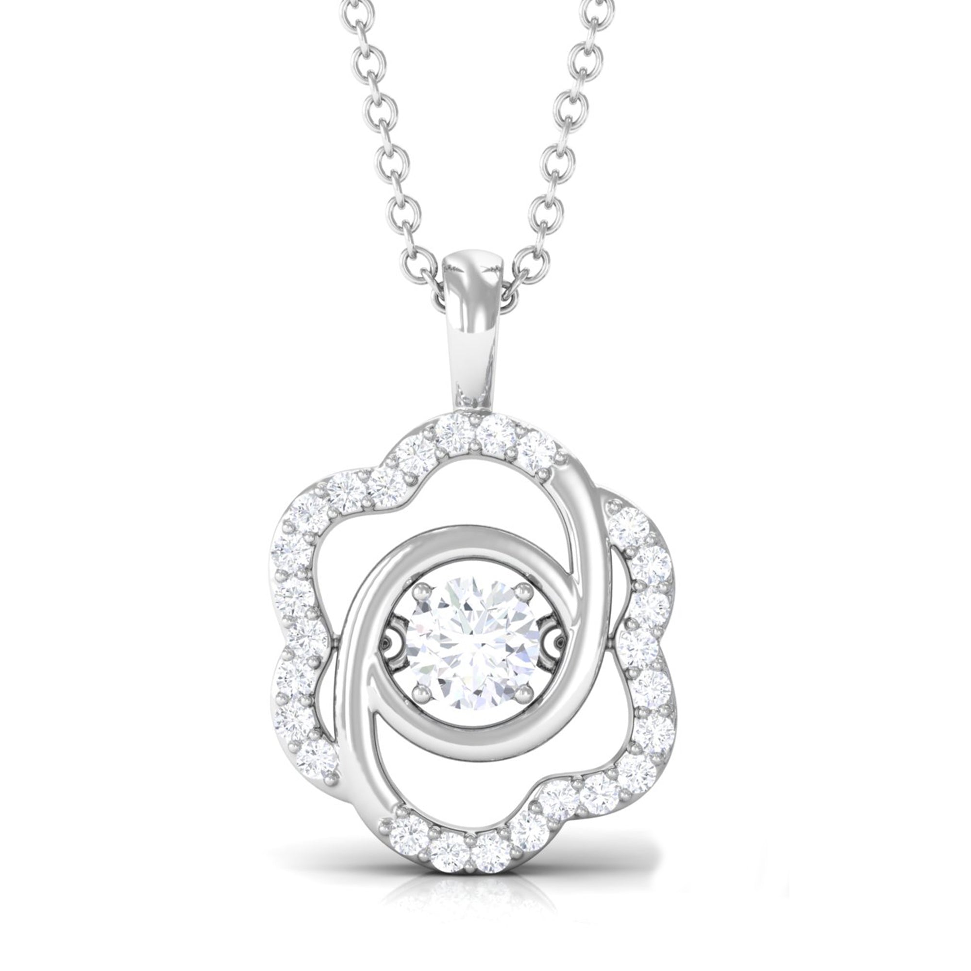 Vibrant Grown Labs-Floral Pendant Necklace with Lab Grown Diamond