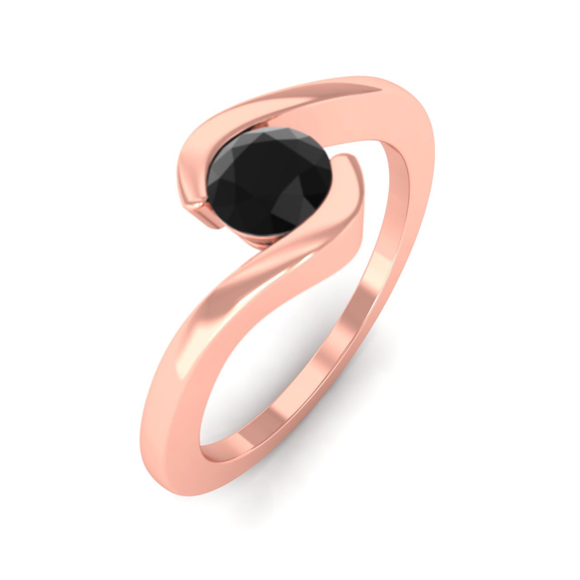 Vibrant Grown Labs-Round Lab Grown Black Diamond Solitaire Promise Ring