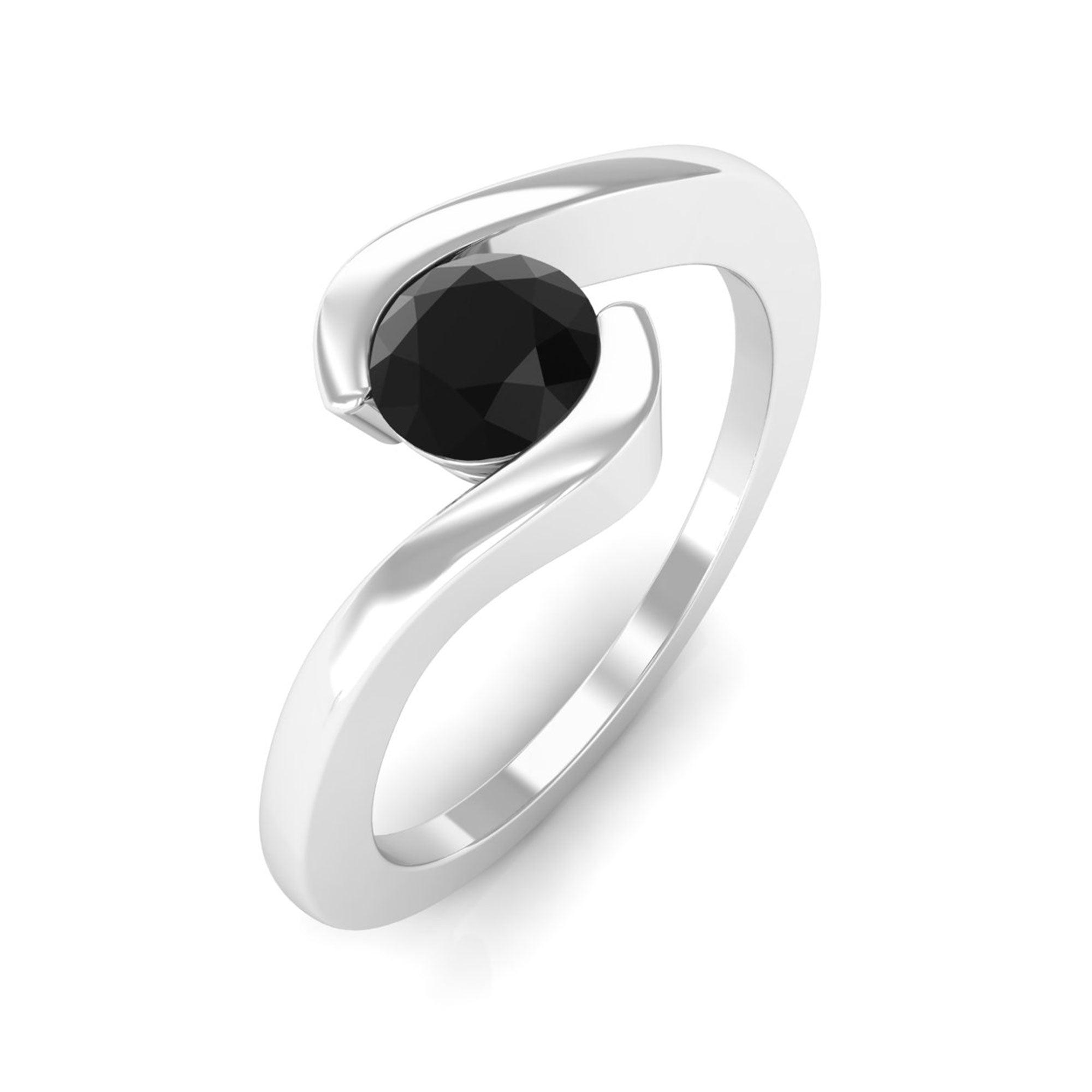 Vibrant Grown Labs-Round Lab Grown Black Diamond Solitaire Promise Ring