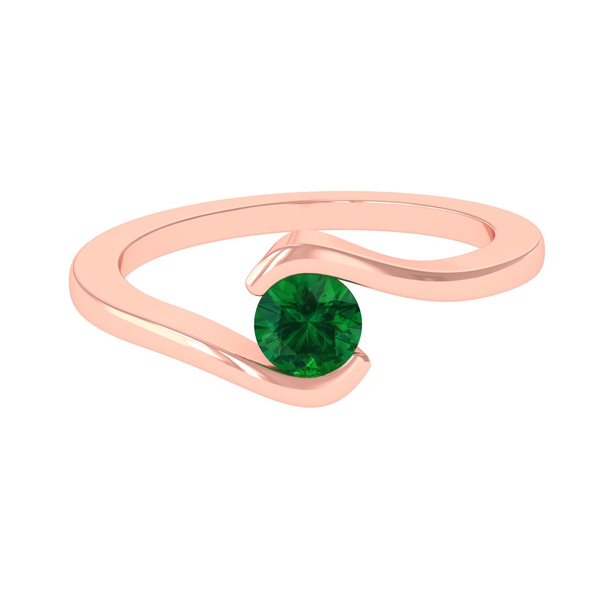 Vibrant Grown Labs-Lab Grown Emerald Solitaire Promise Ring