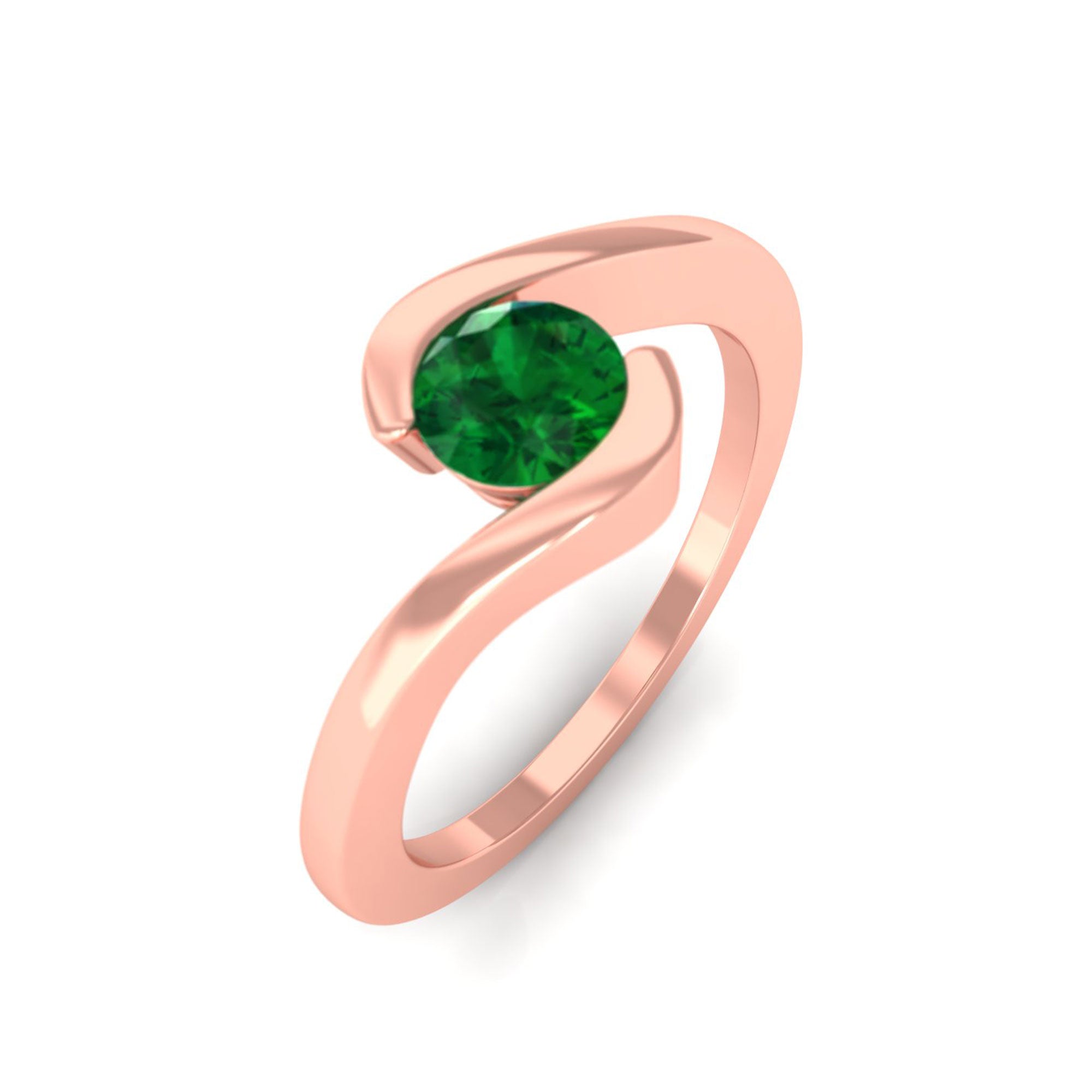 Vibrant Grown Labs-Lab Grown Emerald Solitaire Promise Ring