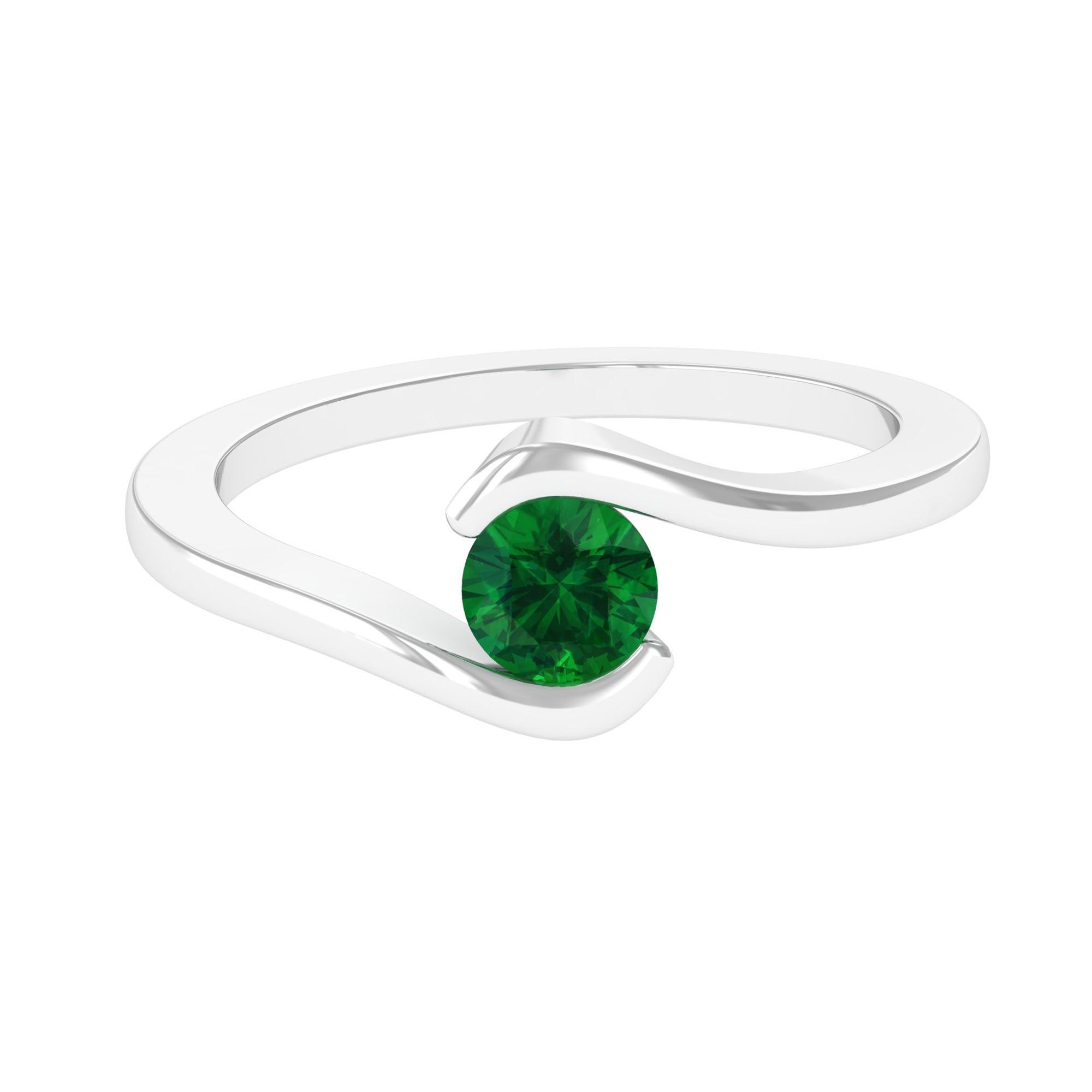 Vibrant Grown Labs-Lab Grown Emerald Solitaire Promise Ring