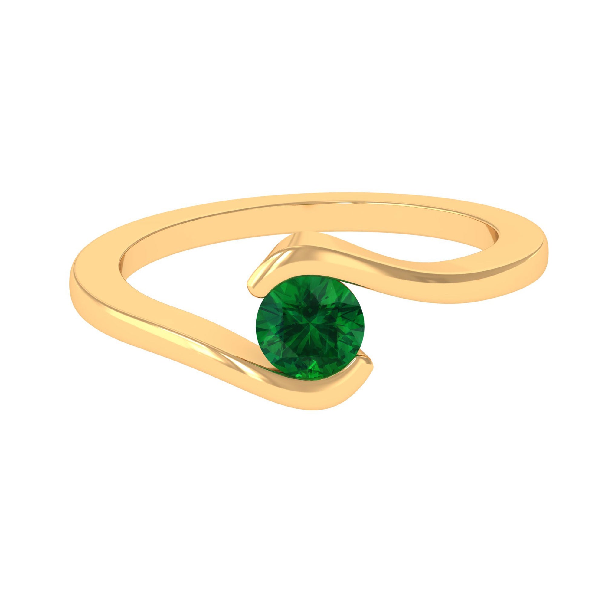 Vibrant Grown Labs-Lab Grown Emerald Solitaire Promise Ring