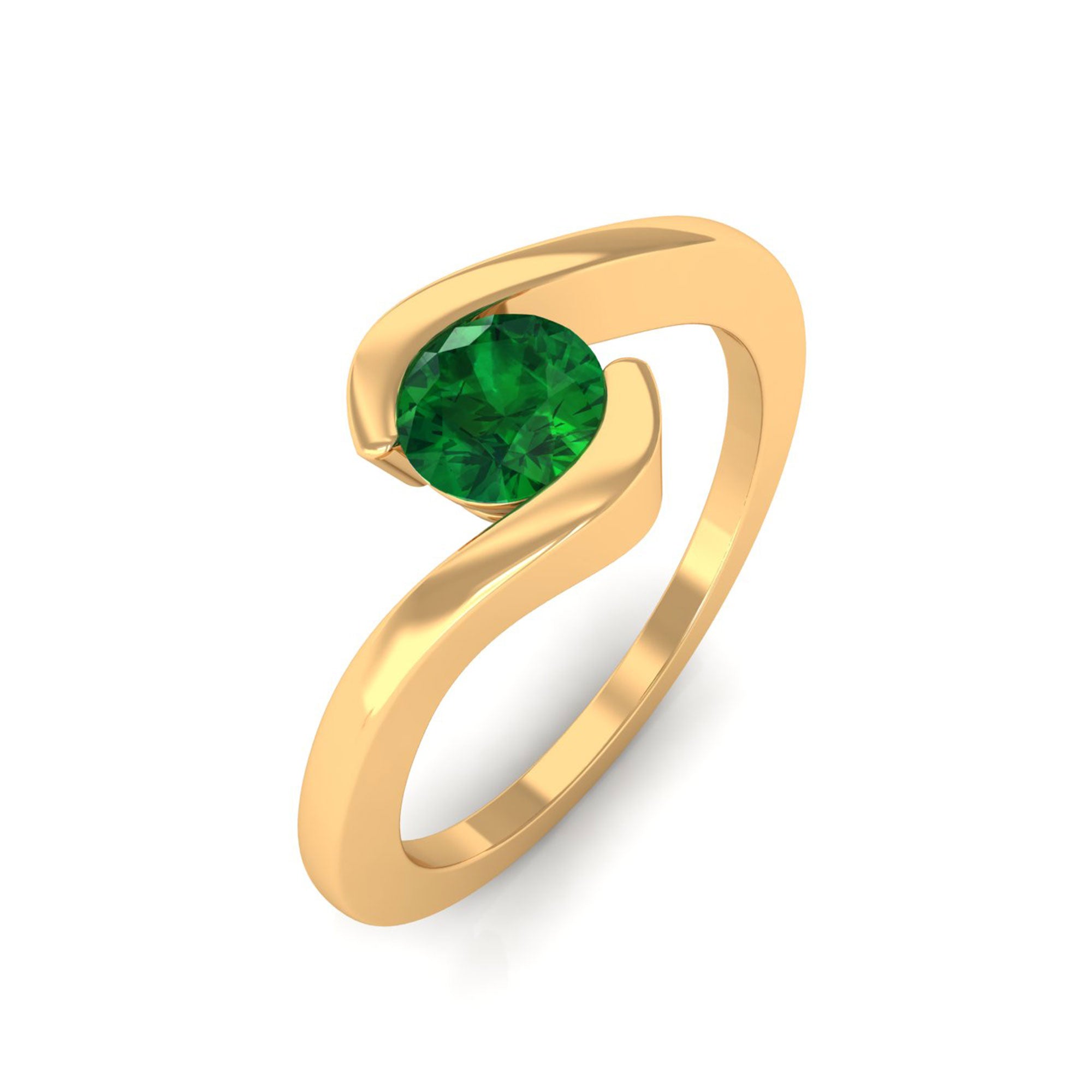 Vibrant Grown Labs-Lab Grown Emerald Solitaire Promise Ring