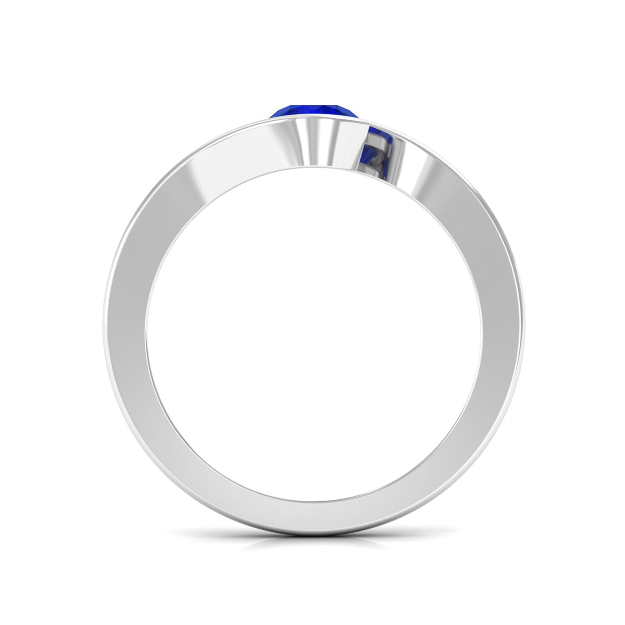 Vibrant Grown Labs-Lab Grown Blue Sapphire Solitaire Promise Bypass Ring