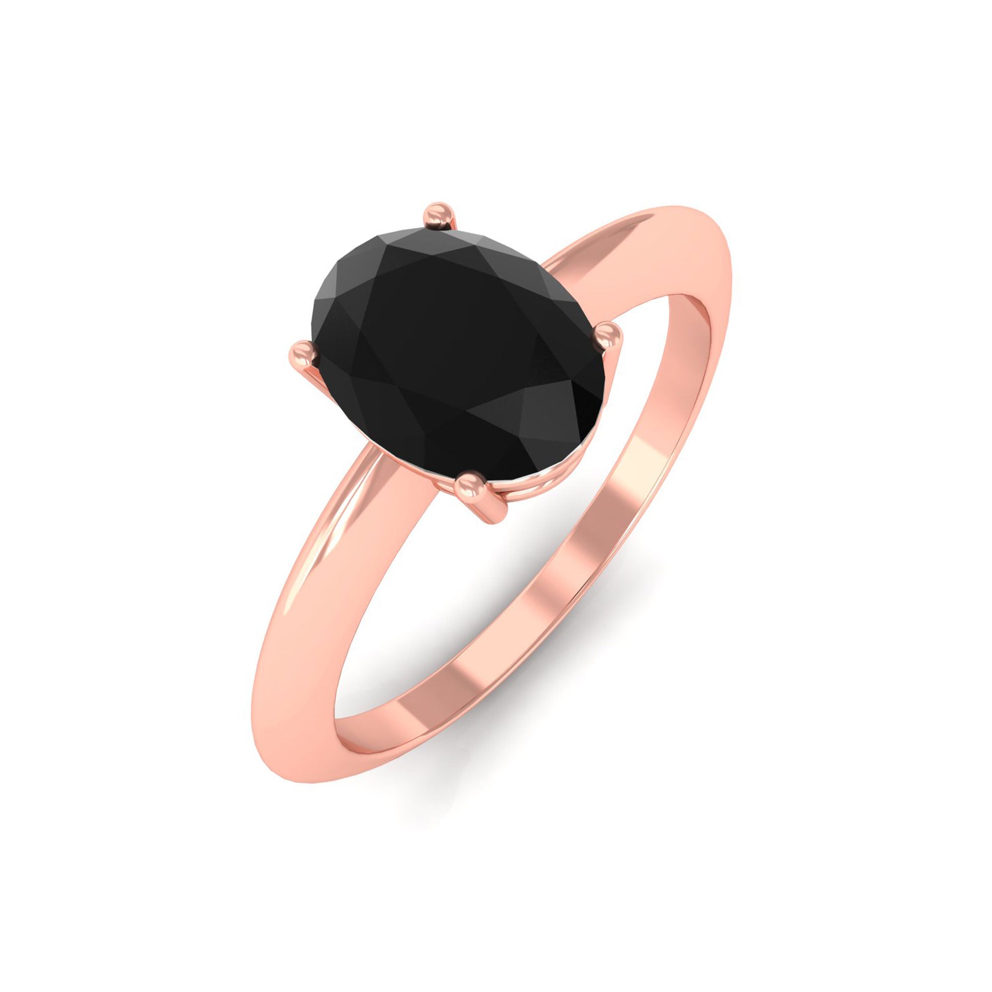 Vibrant Grown Labs-Oval Lab Grown Black Diamond Solitaire Ring