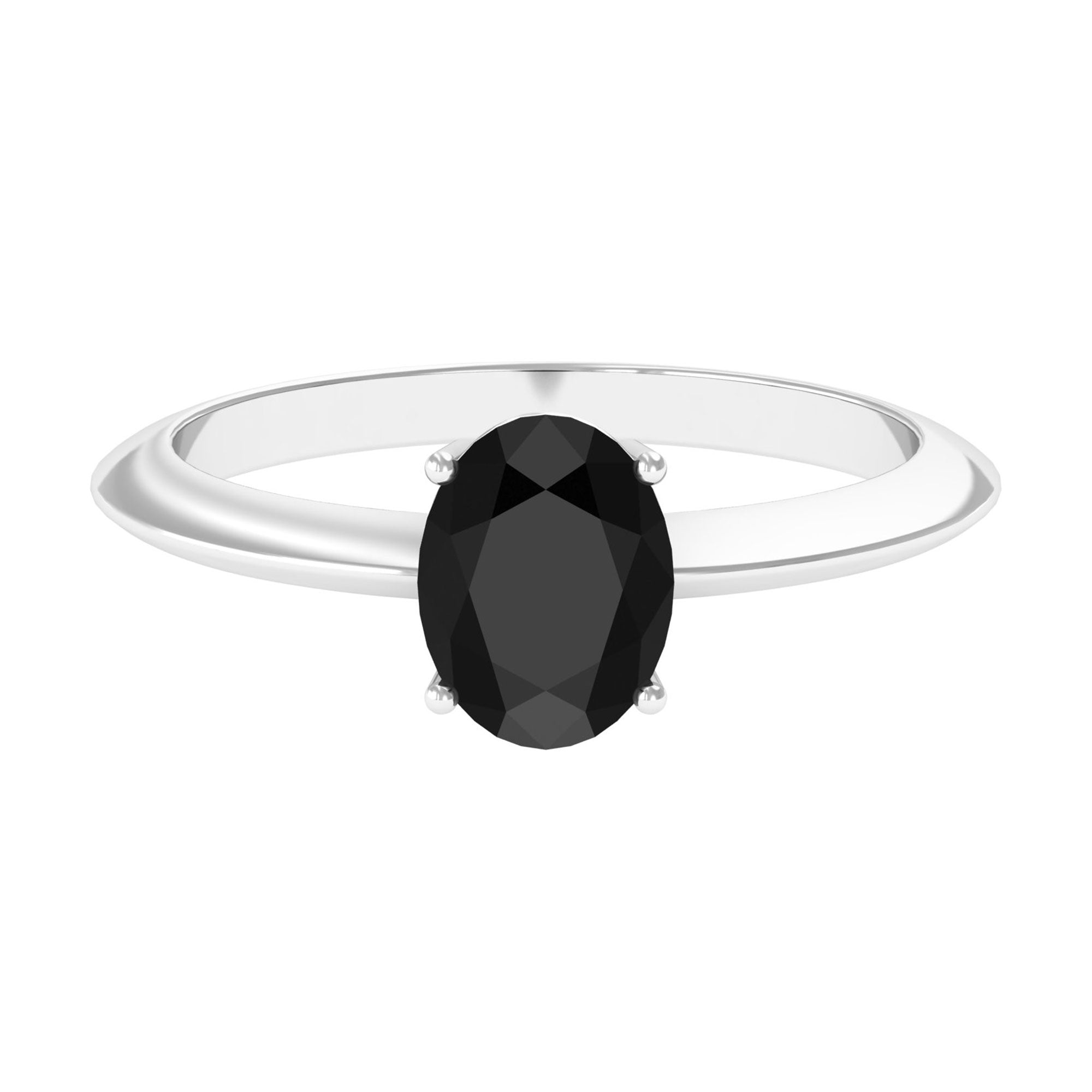 Vibrant Grown Labs-Oval Lab Grown Black Diamond Solitaire Ring