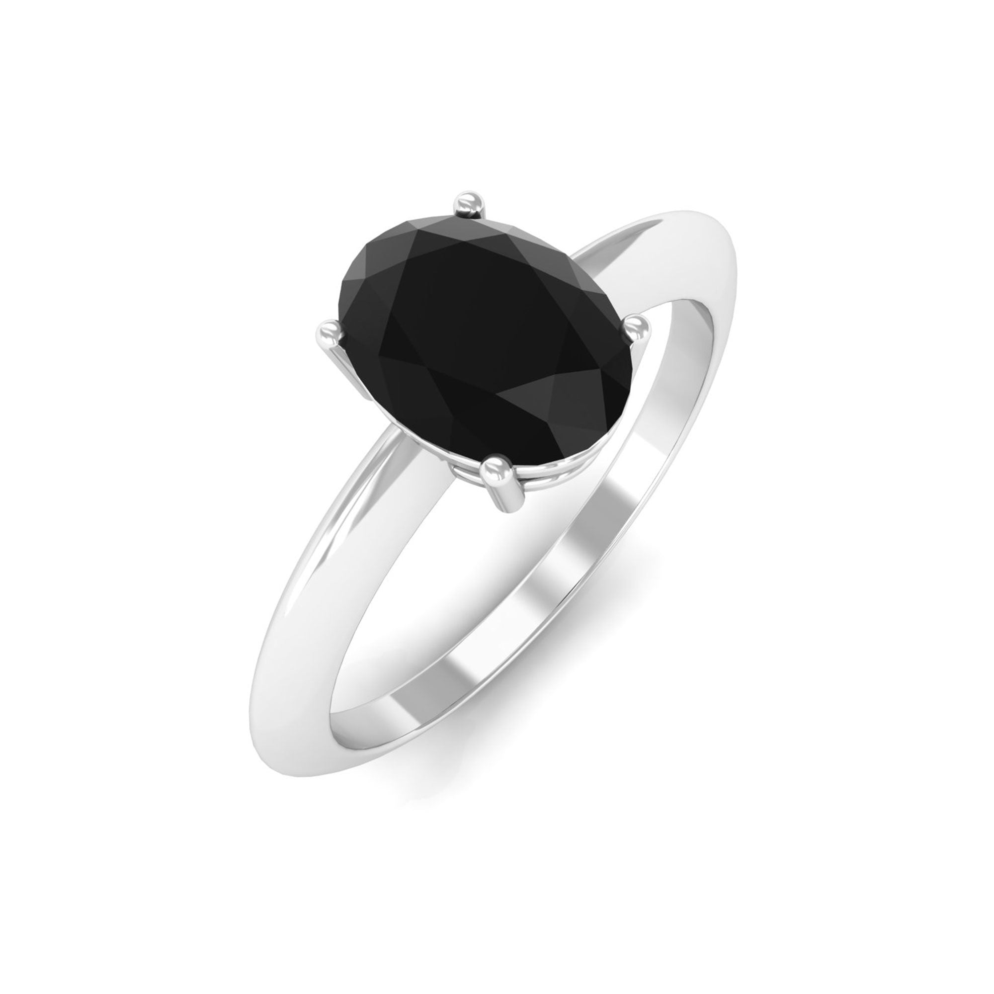 Vibrant Grown Labs-Oval Lab Grown Black Diamond Solitaire Ring