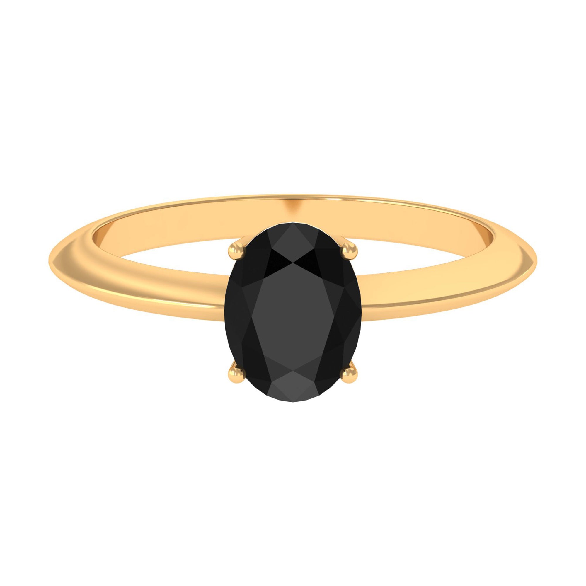 Vibrant Grown Labs-Oval Lab Grown Black Diamond Solitaire Ring