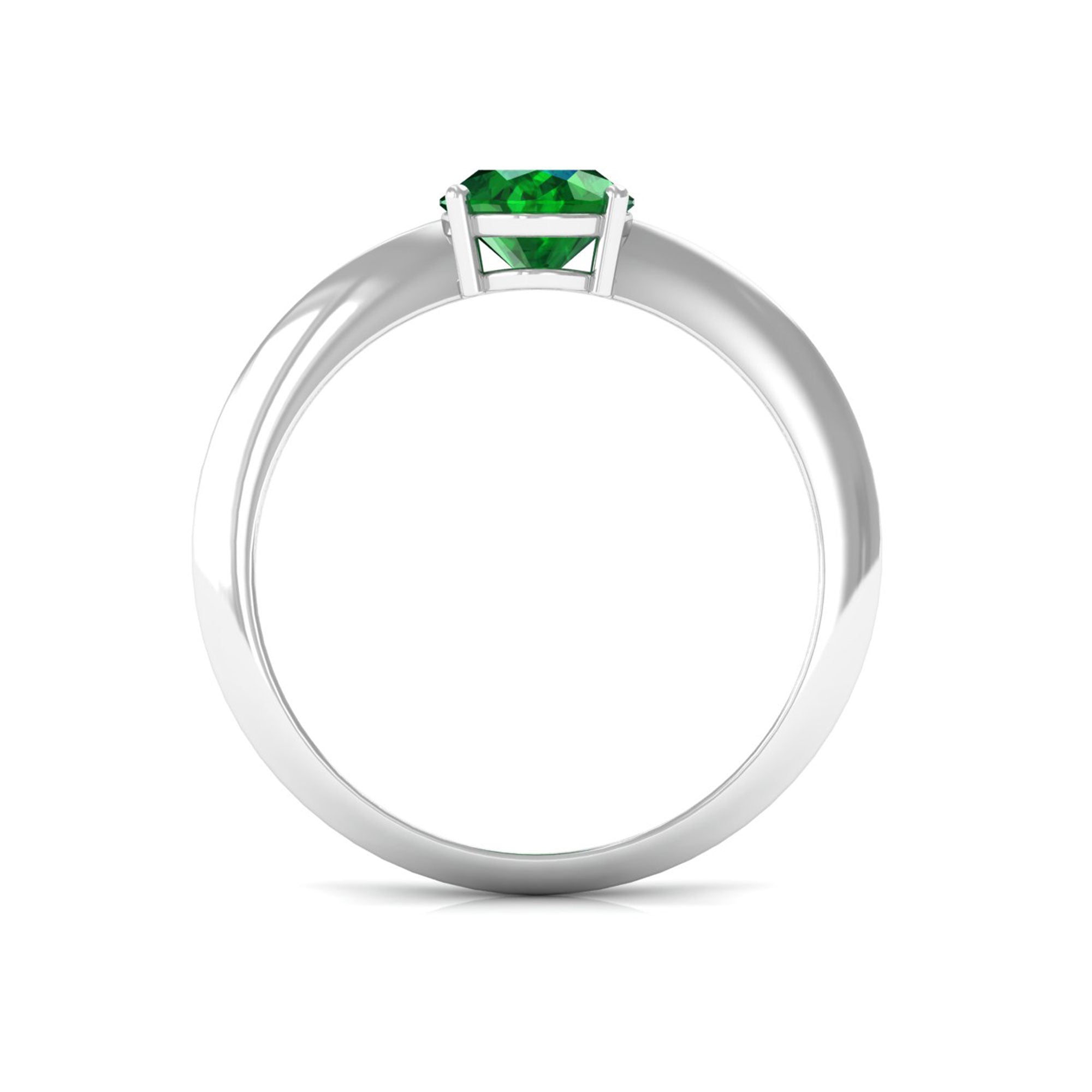 Vibrant Grown Labs-Oval Lab Grown Emerald Solitaire Engagement Ring