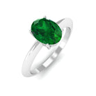 Vibrant Grown Labs-Oval Lab Grown Emerald Solitaire Engagement Ring