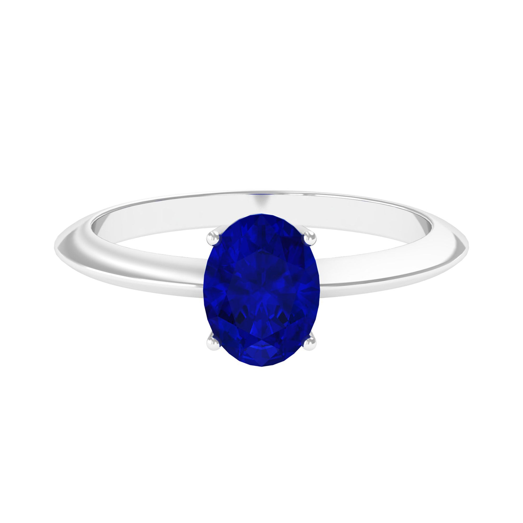 Vibrant Grown Labs-Lab Grown Blue Sapphire Oval Solitaire Engagement Ring