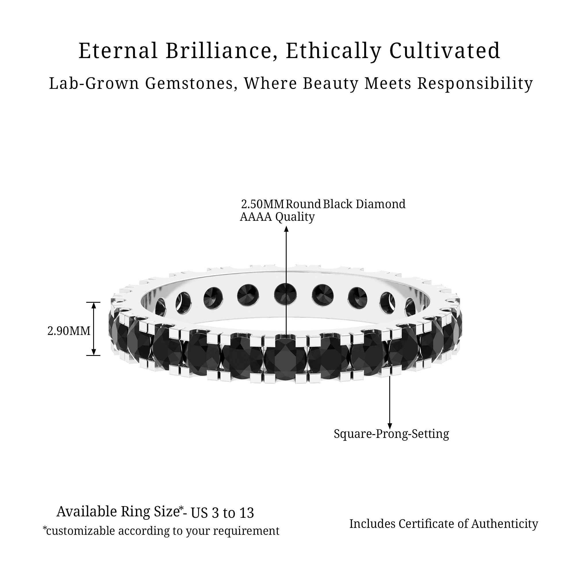 Vibrant Grown Labs-Lab Created Black Diamond Eternity Band Ring