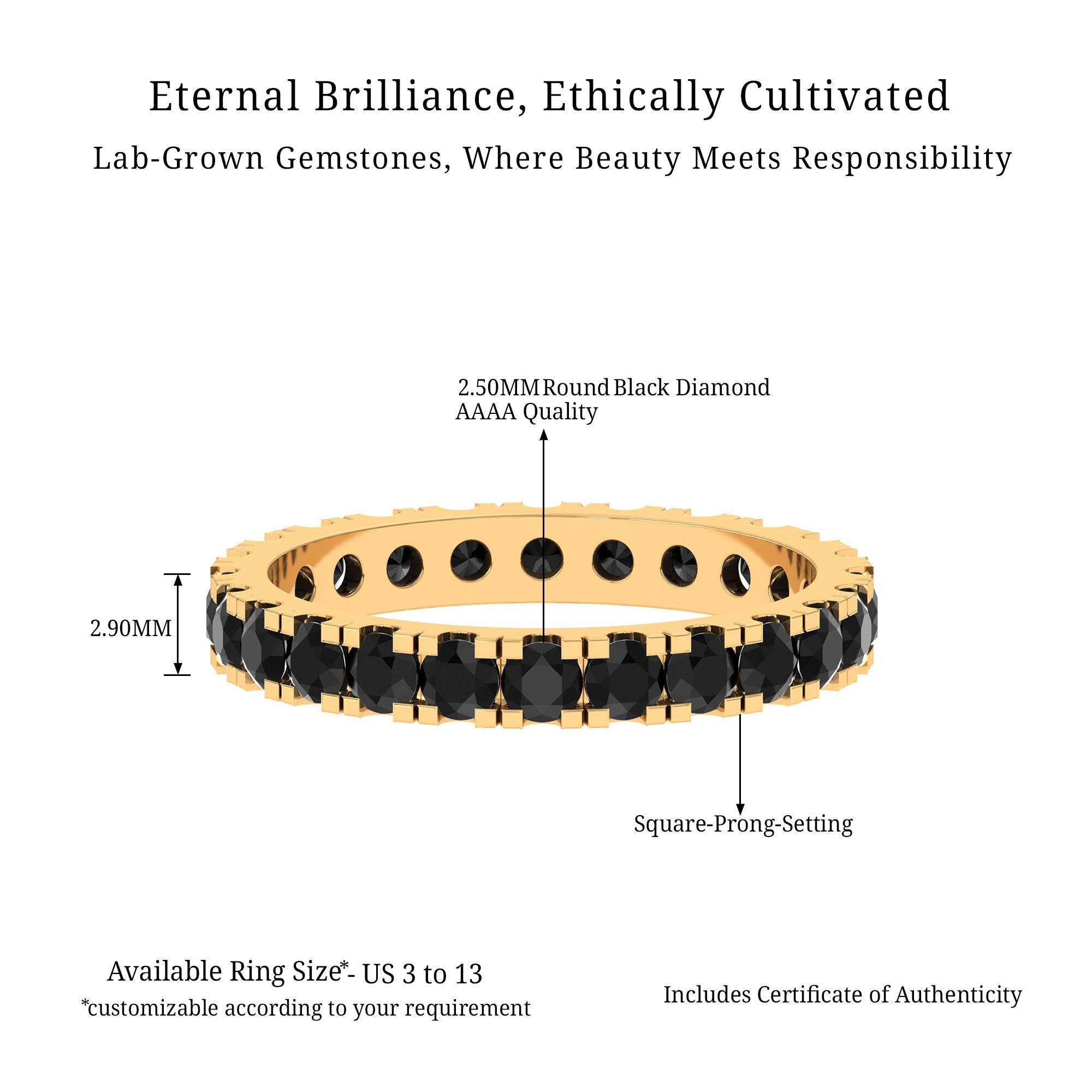 Vibrant Grown Labs-Lab Created Black Diamond Eternity Band Ring