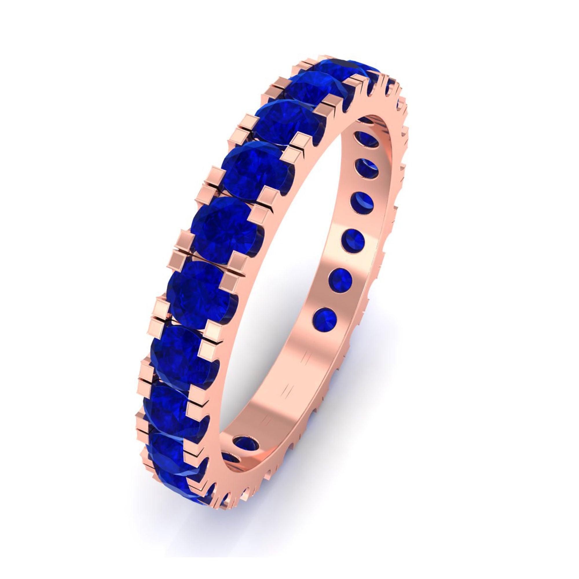 Vibrant Grown Labs-Lab Grown Blue Sapphire Minimal Eternity Band Ring