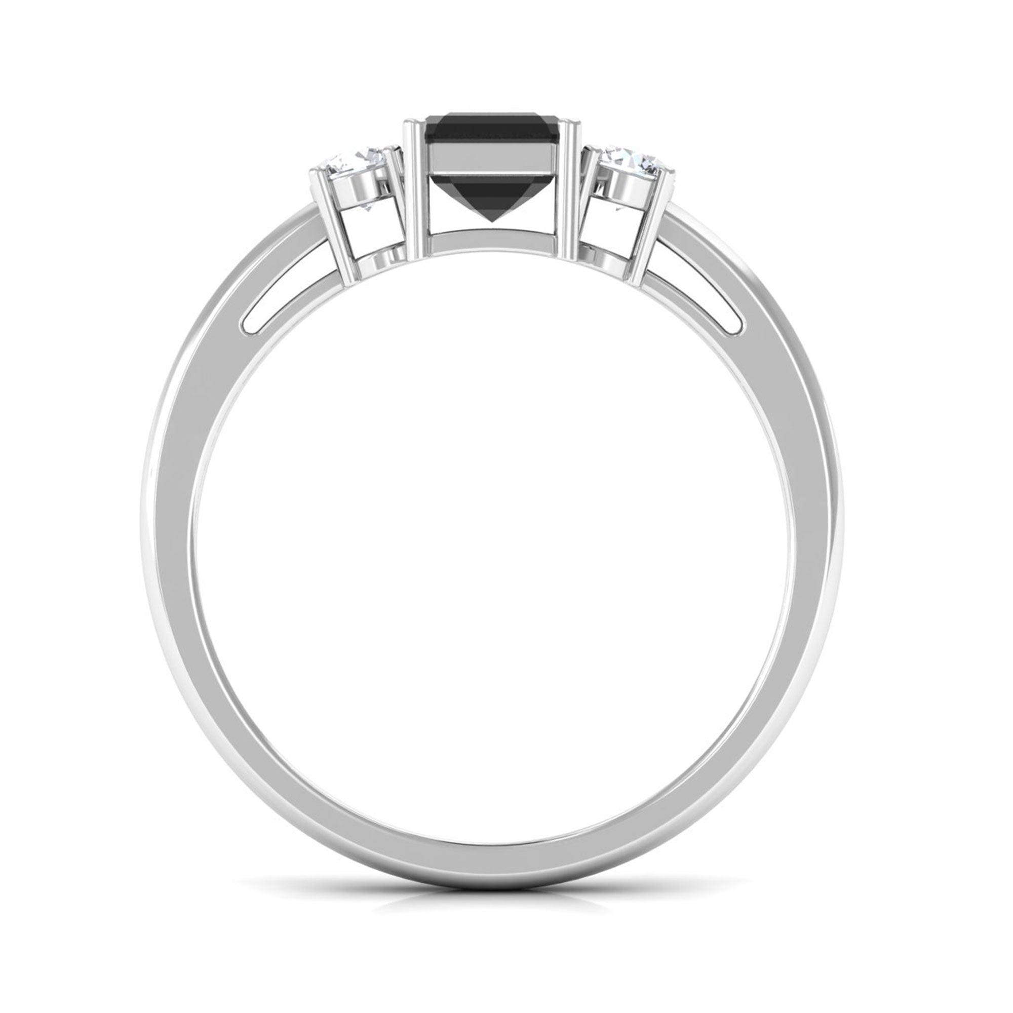 Vibrant Grown Labs-Emerald Cut Lab Grown Black Diamond Engagement Ring