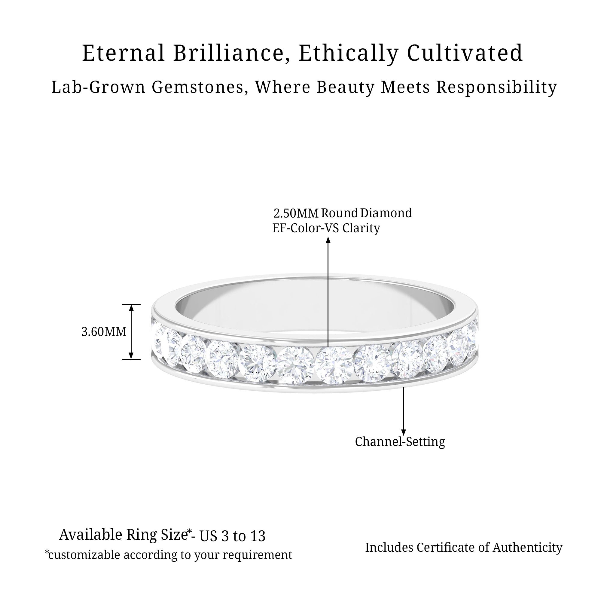 Vibrant Grown Labs-Channel Set Lab Grown Diamond Minimal Wedding Band Ring