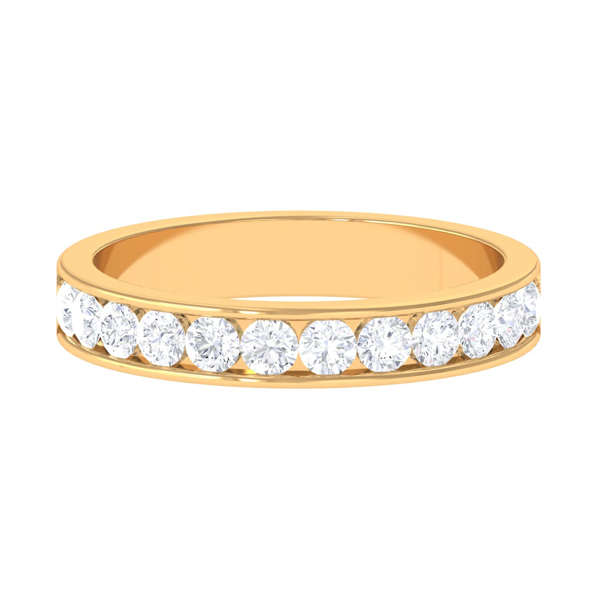 Vibrant Grown Labs-Channel Set Lab Grown Diamond Minimal Wedding Band Ring