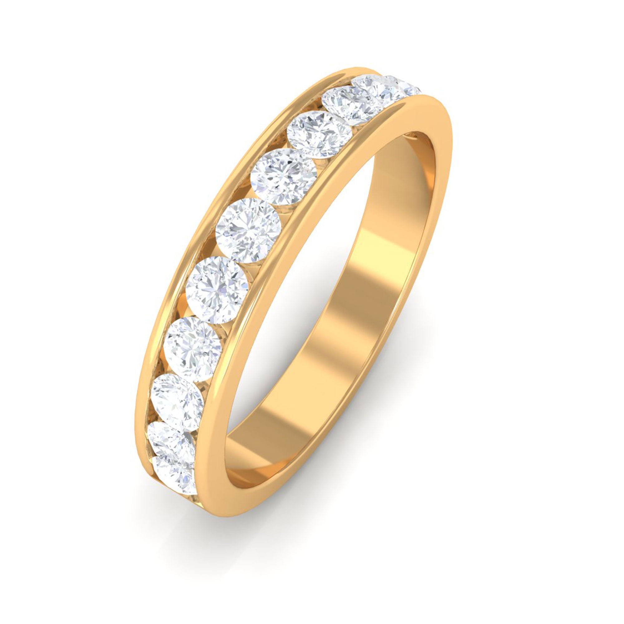 Vibrant Grown Labs-Channel Set Lab Grown Diamond Minimal Wedding Band Ring