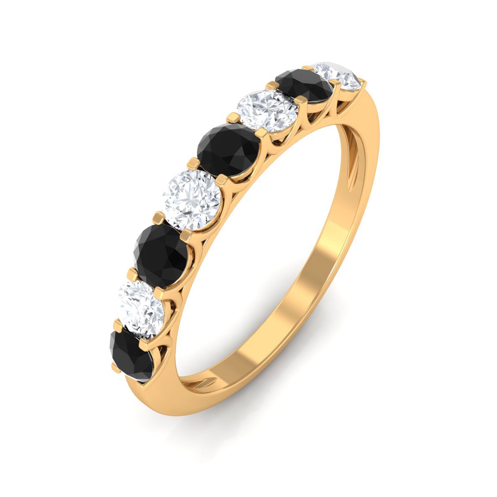 Vibrant Grown Labs-Lab Grown Black and White Diamond Band Ring