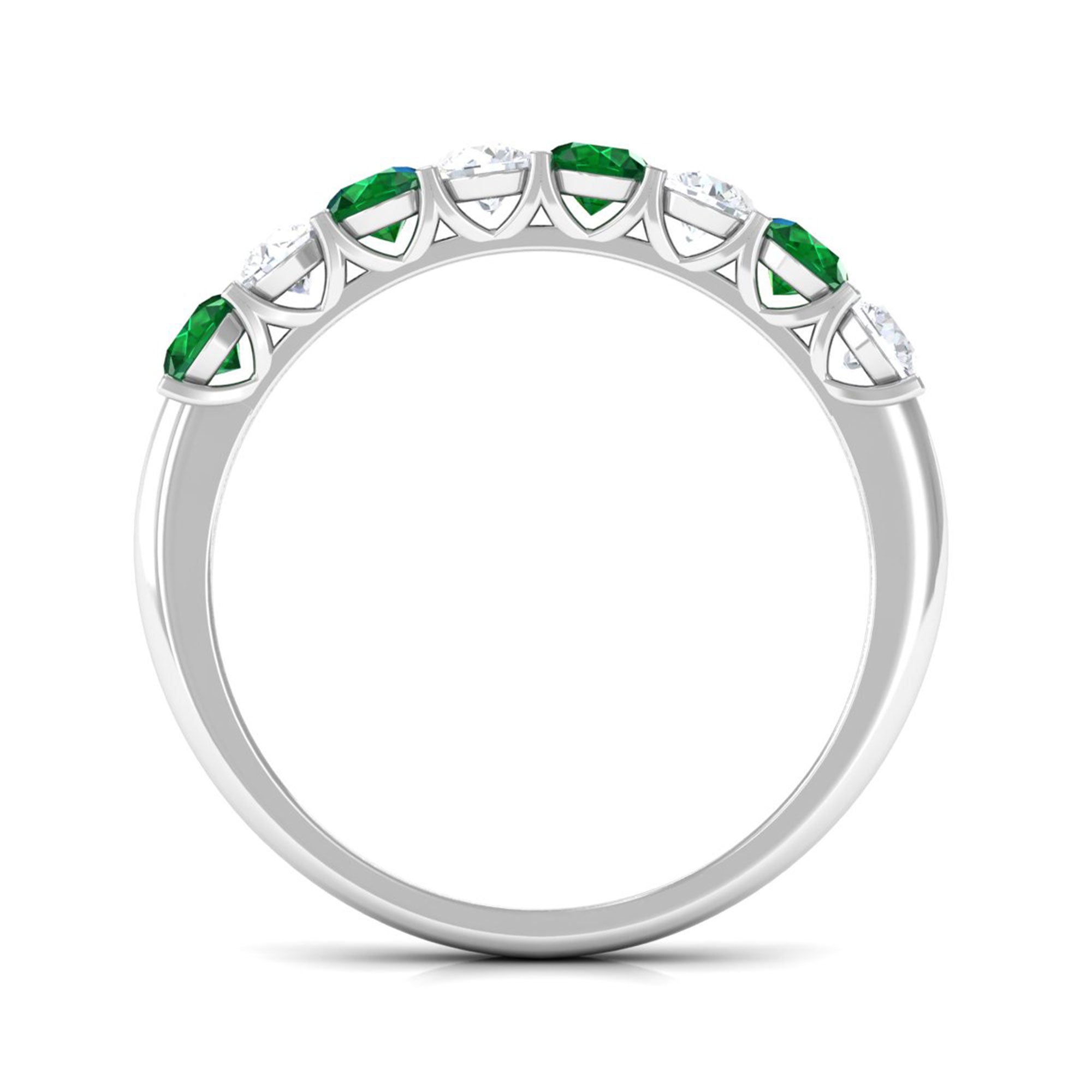 Vibrant Grown Labs-Minimal Half Eternity Band Ring with Lab Created Emerald