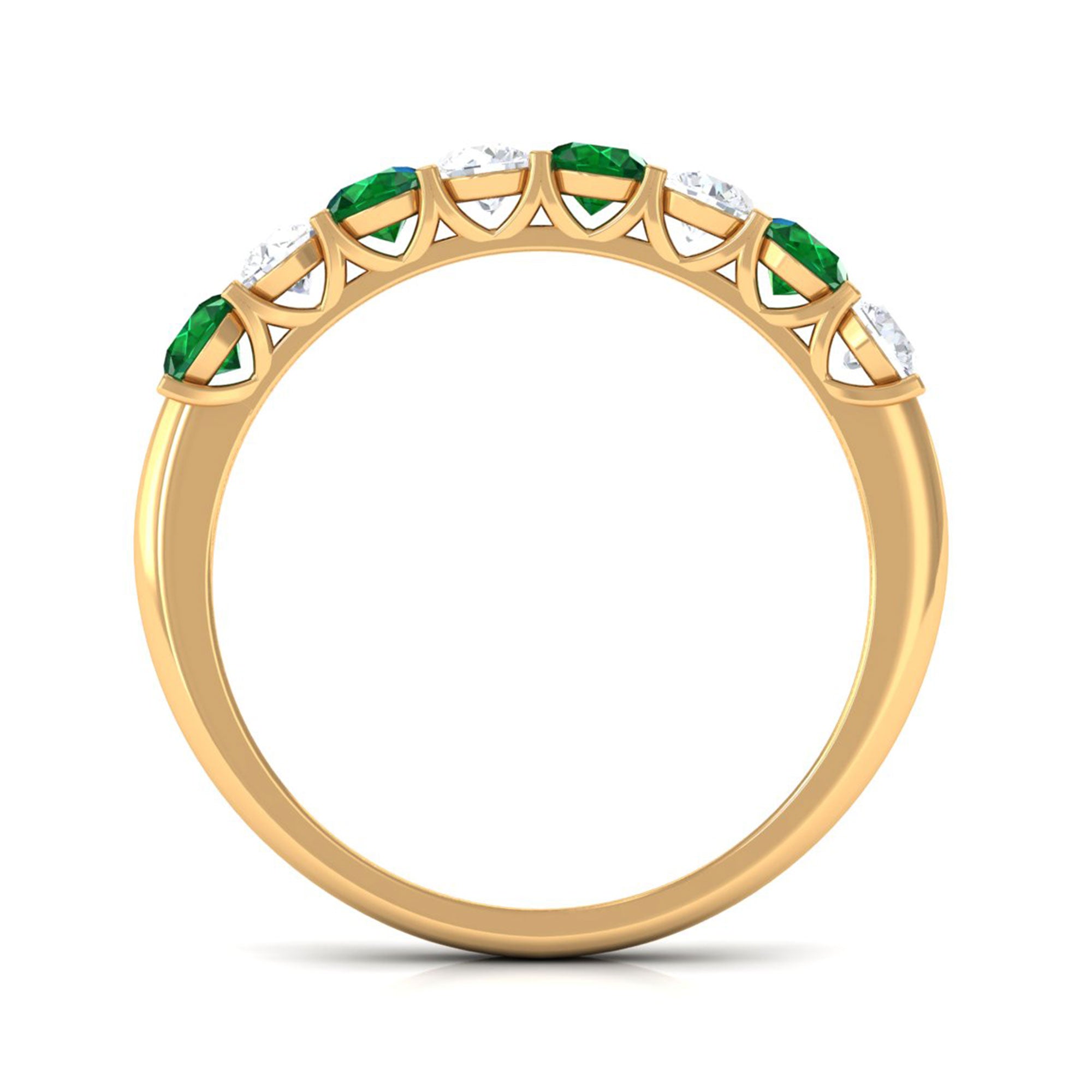 Vibrant Grown Labs-Minimal Half Eternity Band Ring with Lab Created Emerald