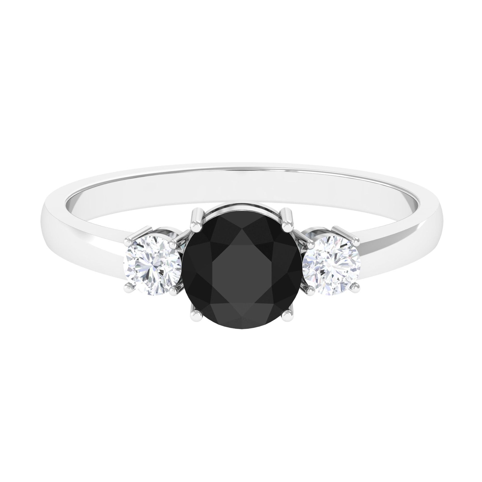 Vibrant Grown Labs-Minimal Round Lab Created Black Diamond Promise Ring