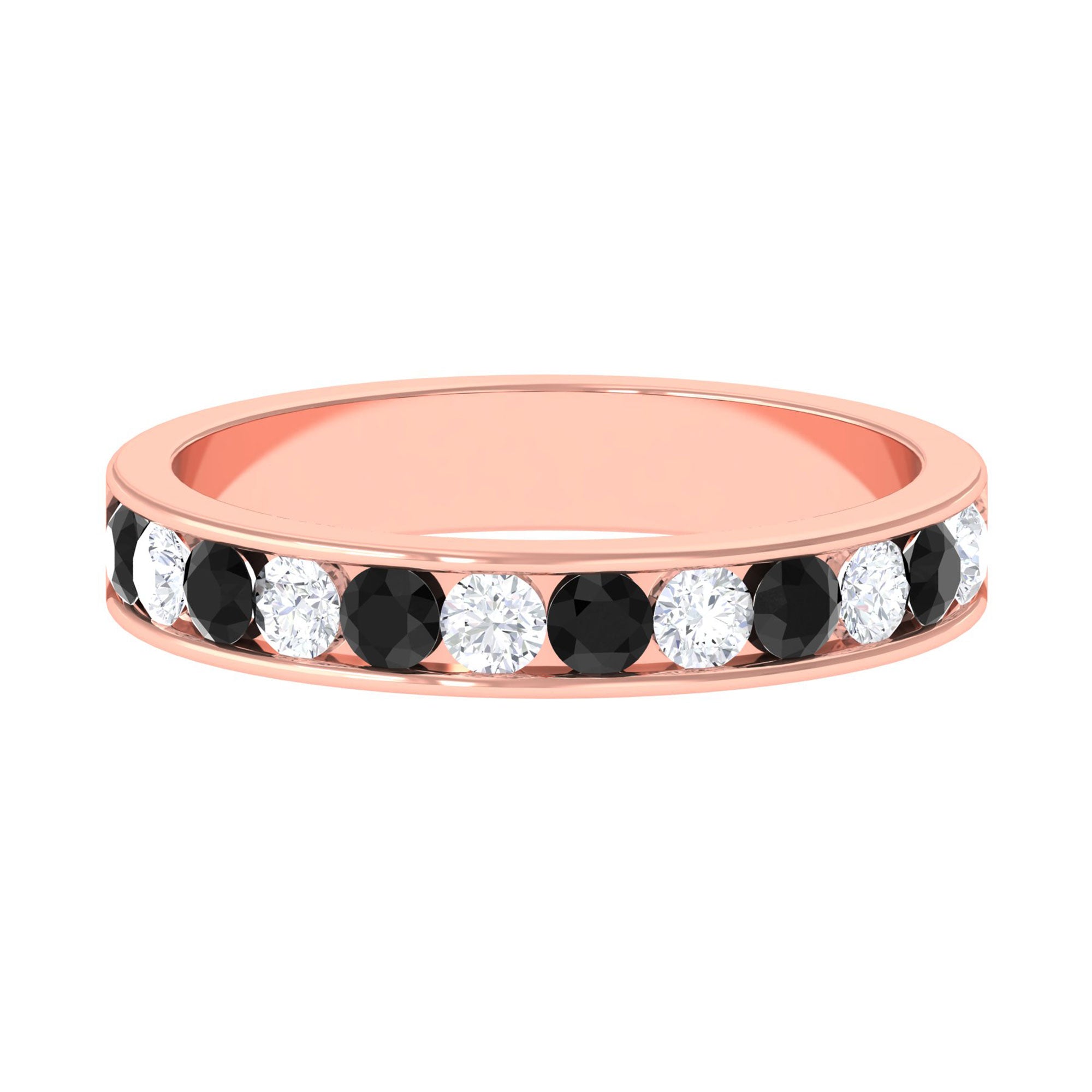 Vibrant Grown Labs-Minimal Lab Created Black Diamond Half Eternity Band Ring