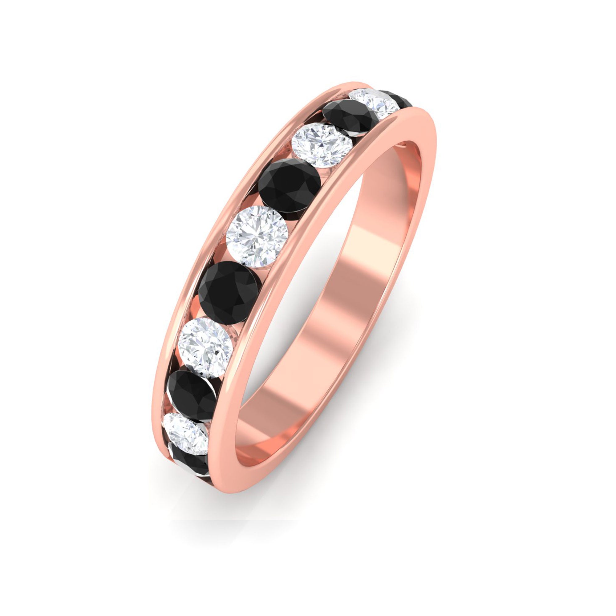 Vibrant Grown Labs-Minimal Lab Created Black Diamond Half Eternity Band Ring