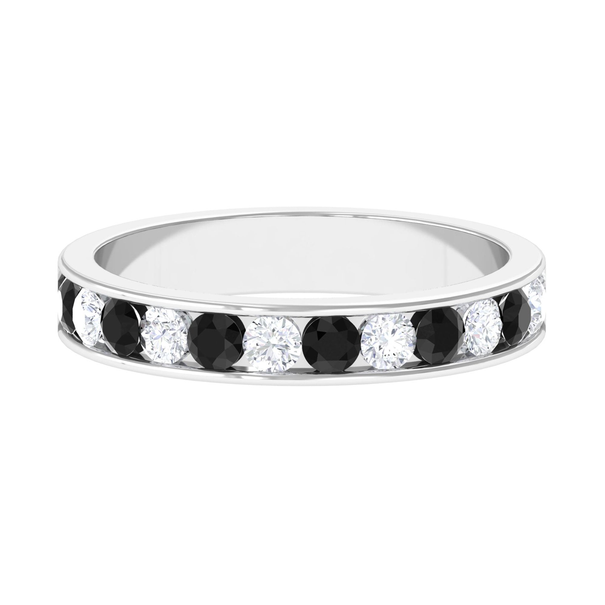 Vibrant Grown Labs-Minimal Lab Created Black Diamond Half Eternity Band Ring