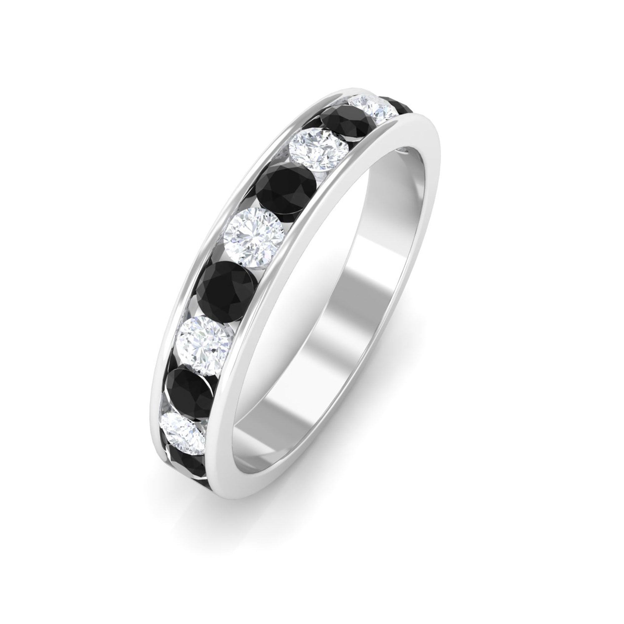 Vibrant Grown Labs-Minimal Lab Created Black Diamond Half Eternity Band Ring