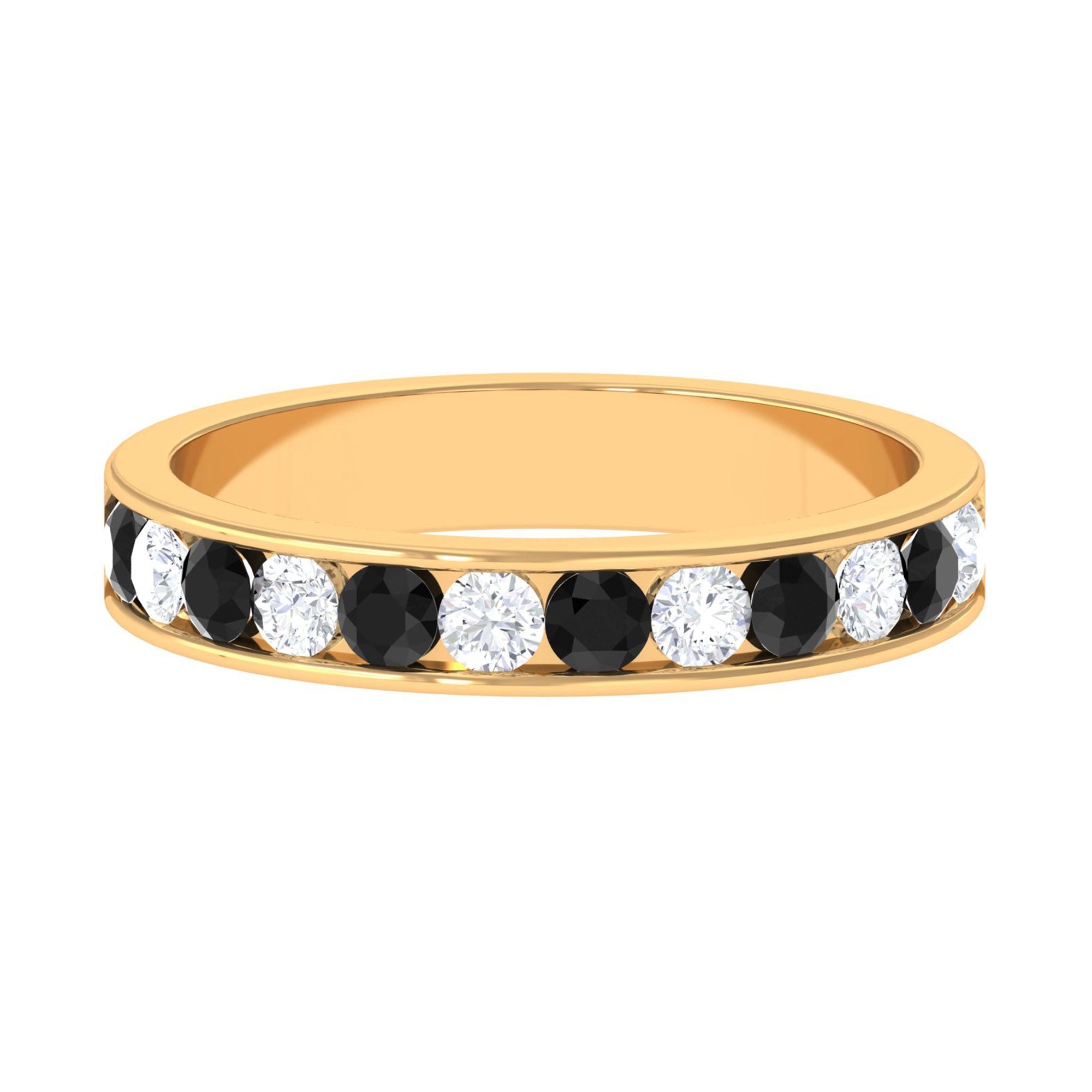 Vibrant Grown Labs-Minimal Lab Created Black Diamond Half Eternity Band Ring