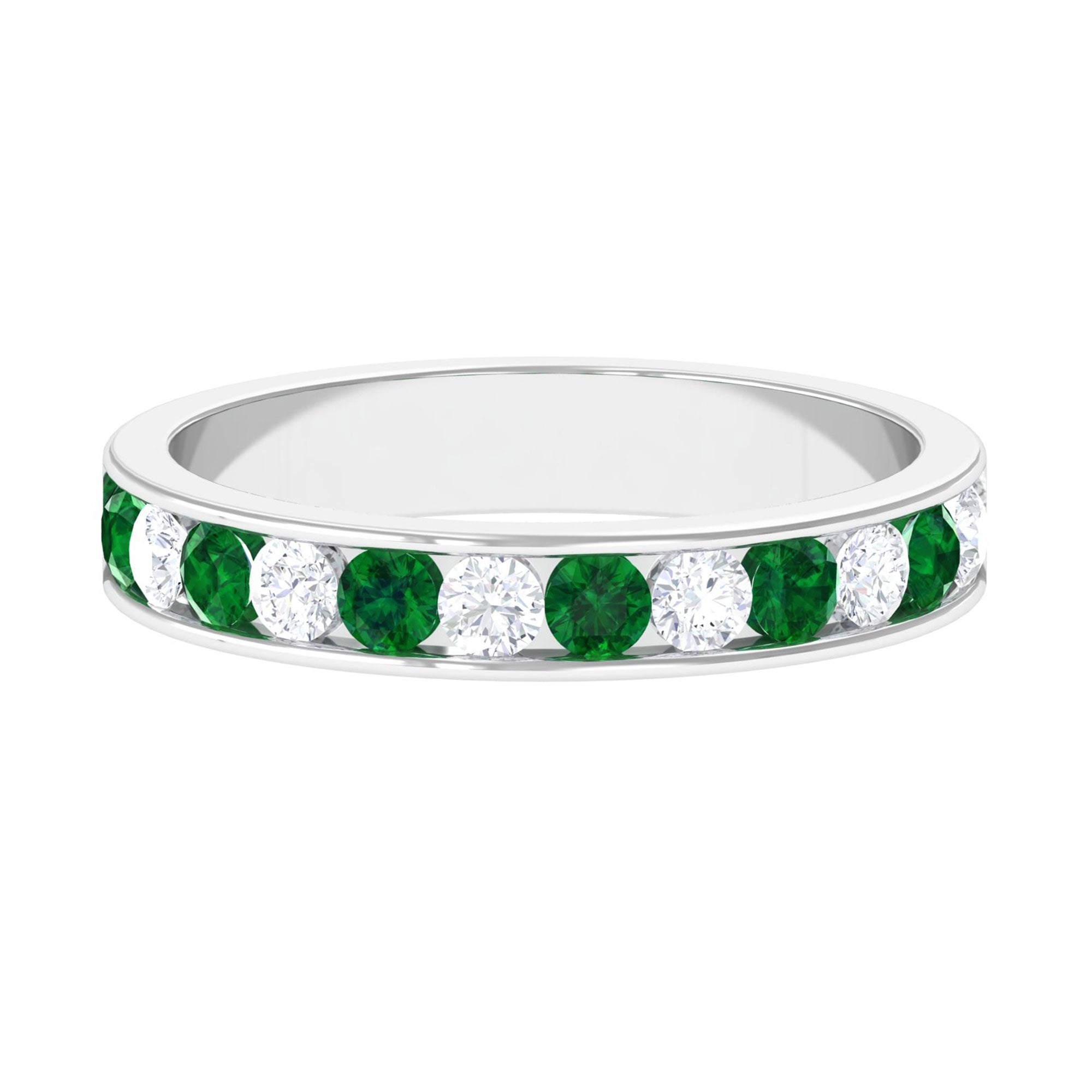 Vibrant Grown Labs-Minimalist Lab Grown Emerald Band Ring