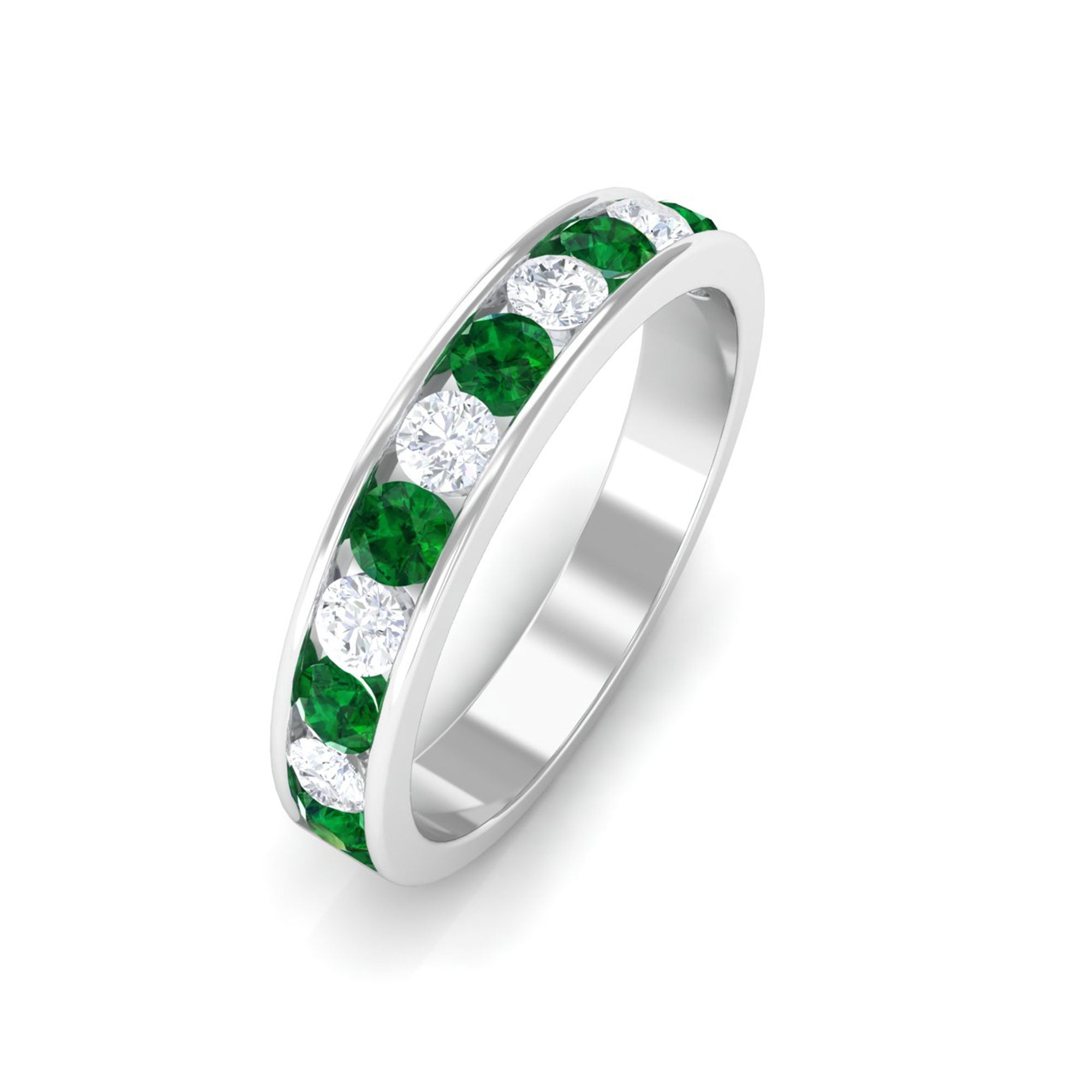 Vibrant Grown Labs-Minimalist Lab Grown Emerald Band Ring