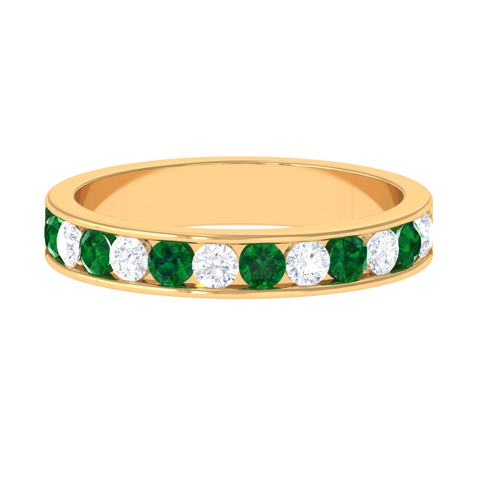 Vibrant Grown Labs-Minimalist Lab Grown Emerald Band Ring