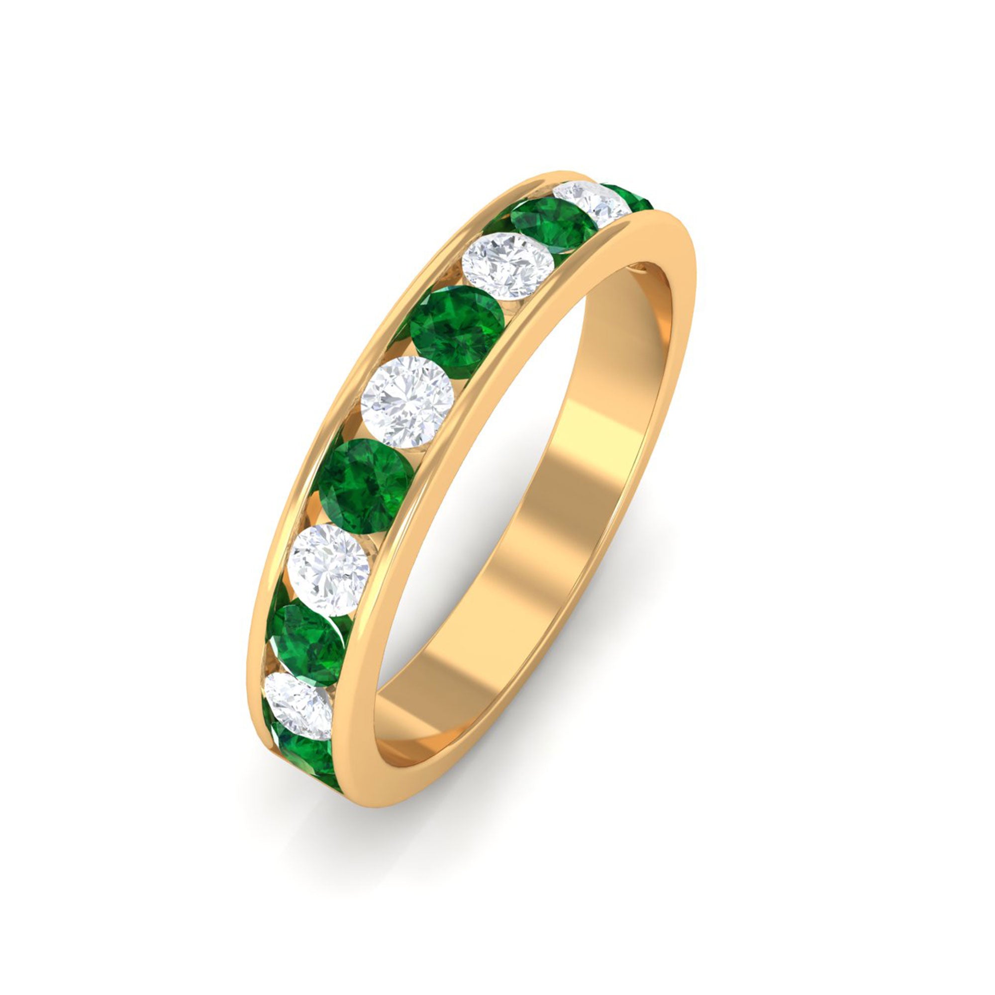 Vibrant Grown Labs-Minimalist Lab Grown Emerald Band Ring