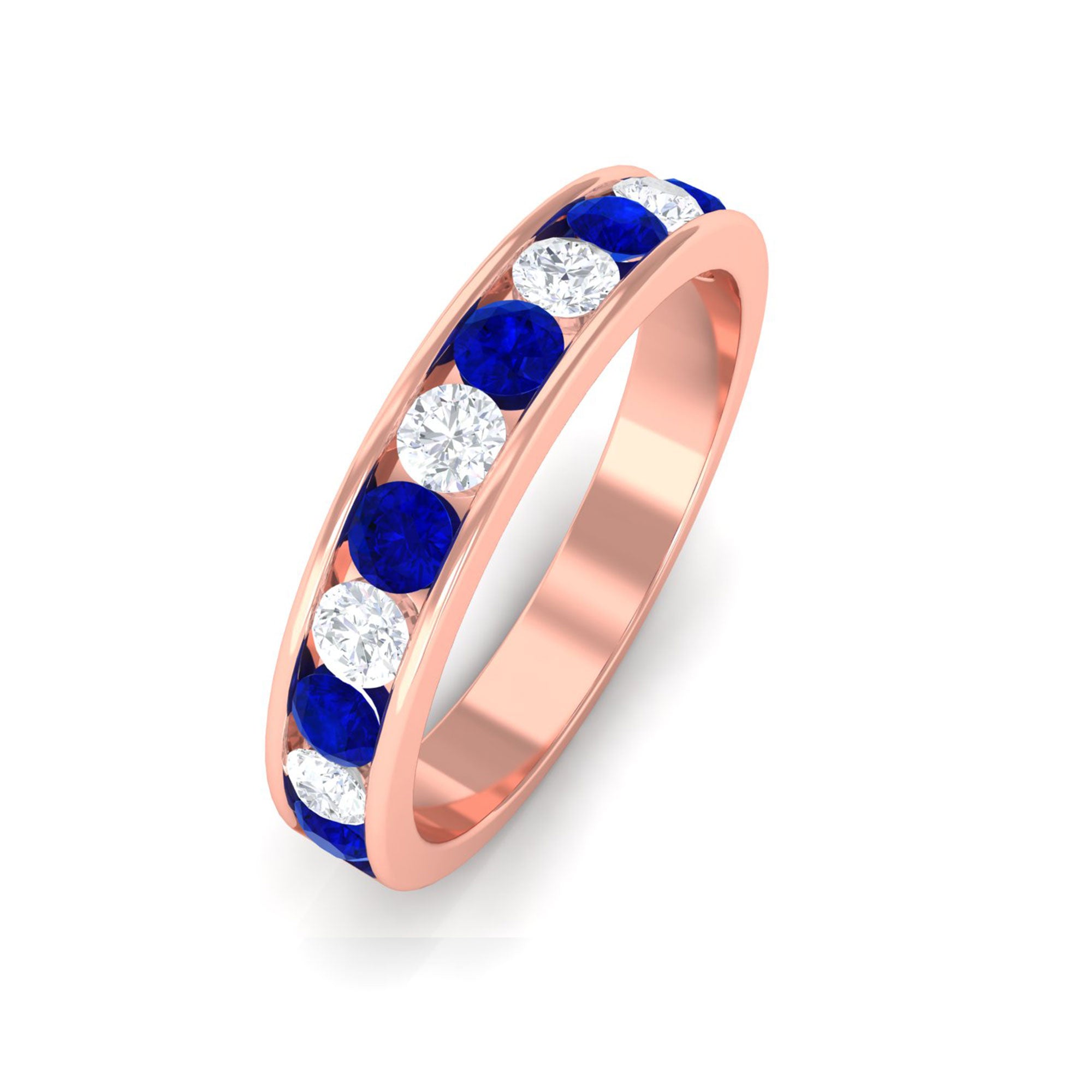 Vibrant Grown Labs-Channel Set Lab Grown Blue Sapphire Minimal Eternity Band Ring