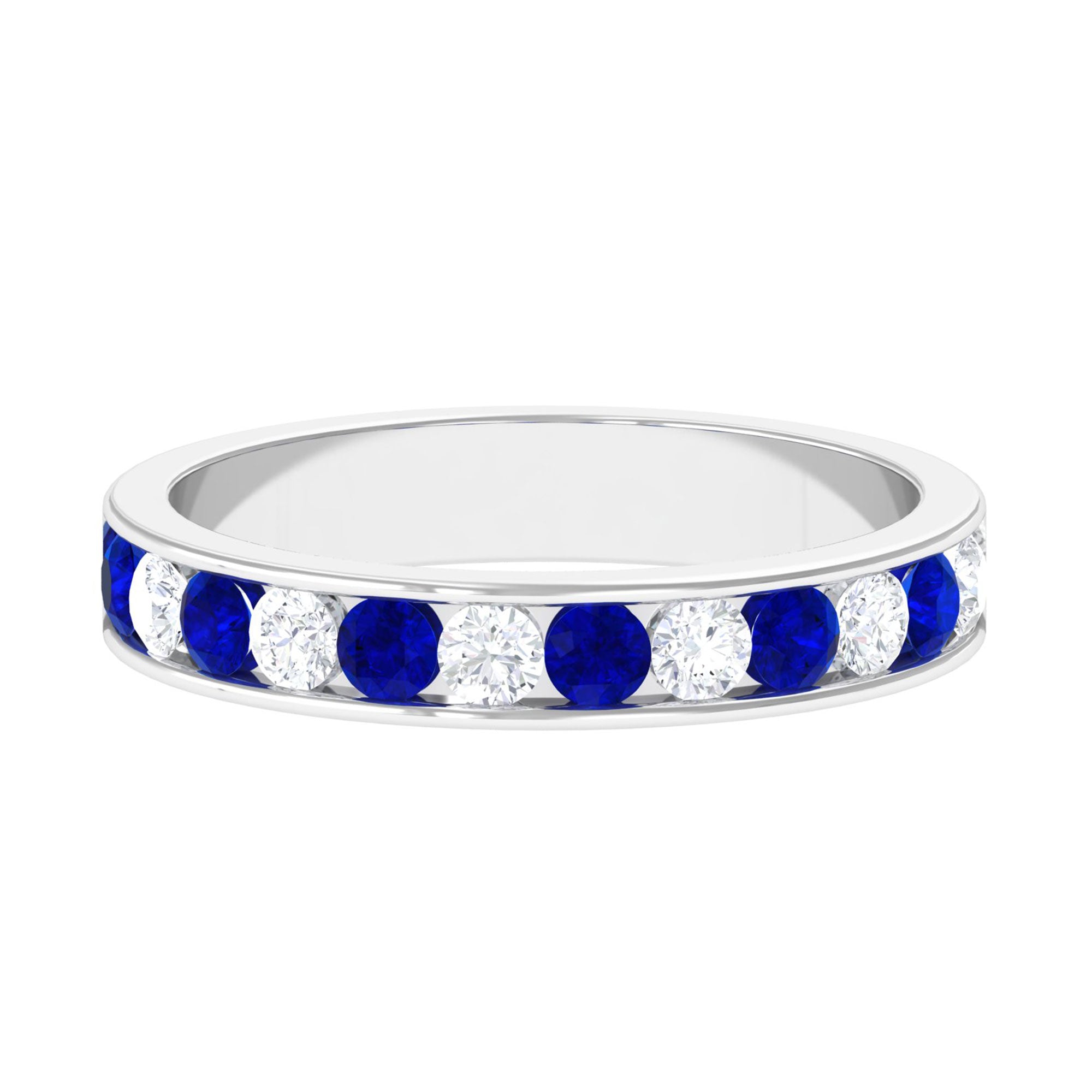 Vibrant Grown Labs-Channel Set Lab Grown Blue Sapphire Minimal Eternity Band Ring